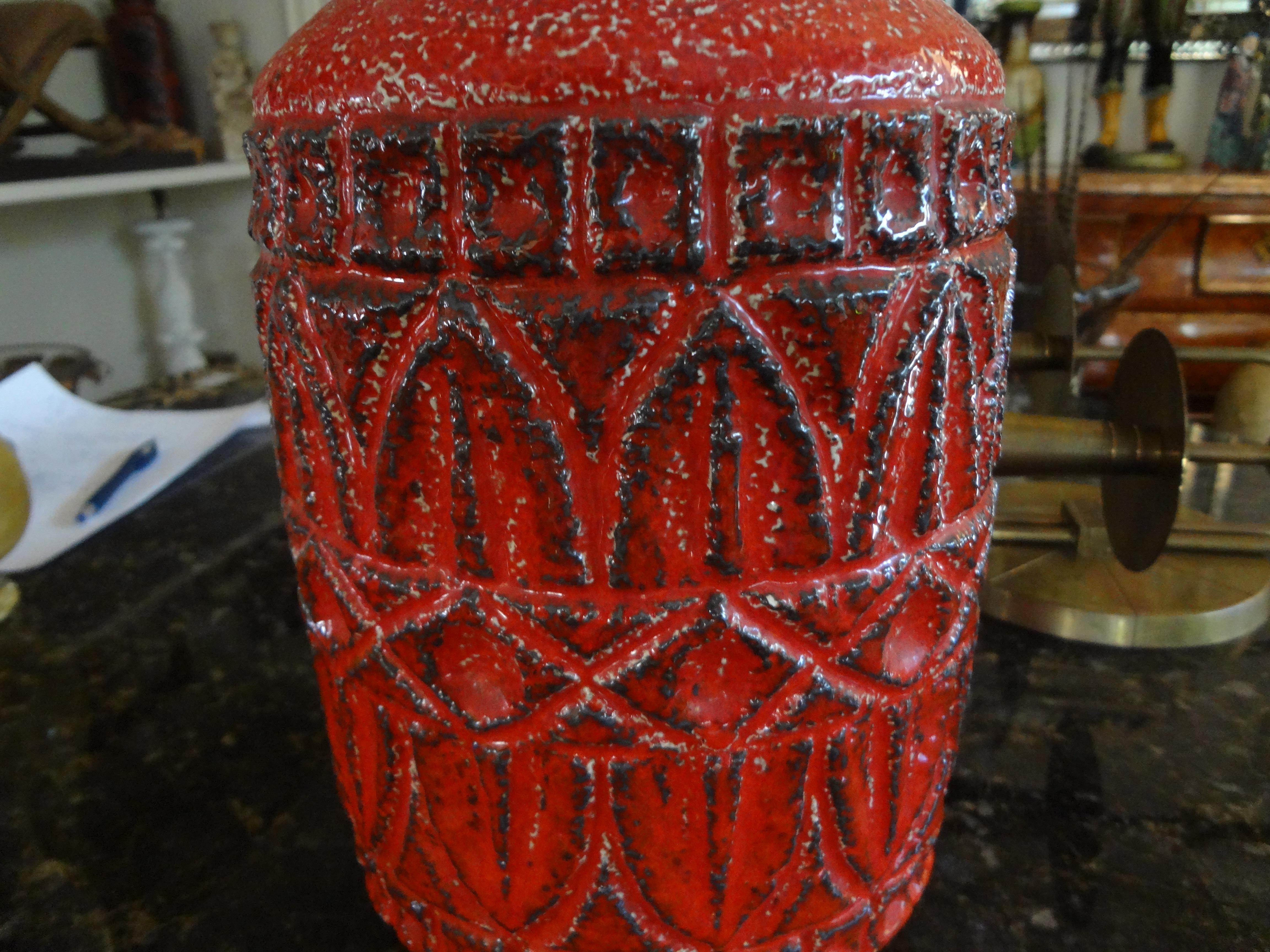 German Mid-Century Modern Glazed Pottery Vase For Sale