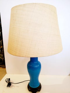 Mid-Century Modern Glazed Turquoise Porcelain Table Lamp