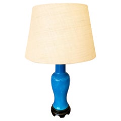 Mid-Century Modern Glazed Turquoise Porcelain Table Lamp