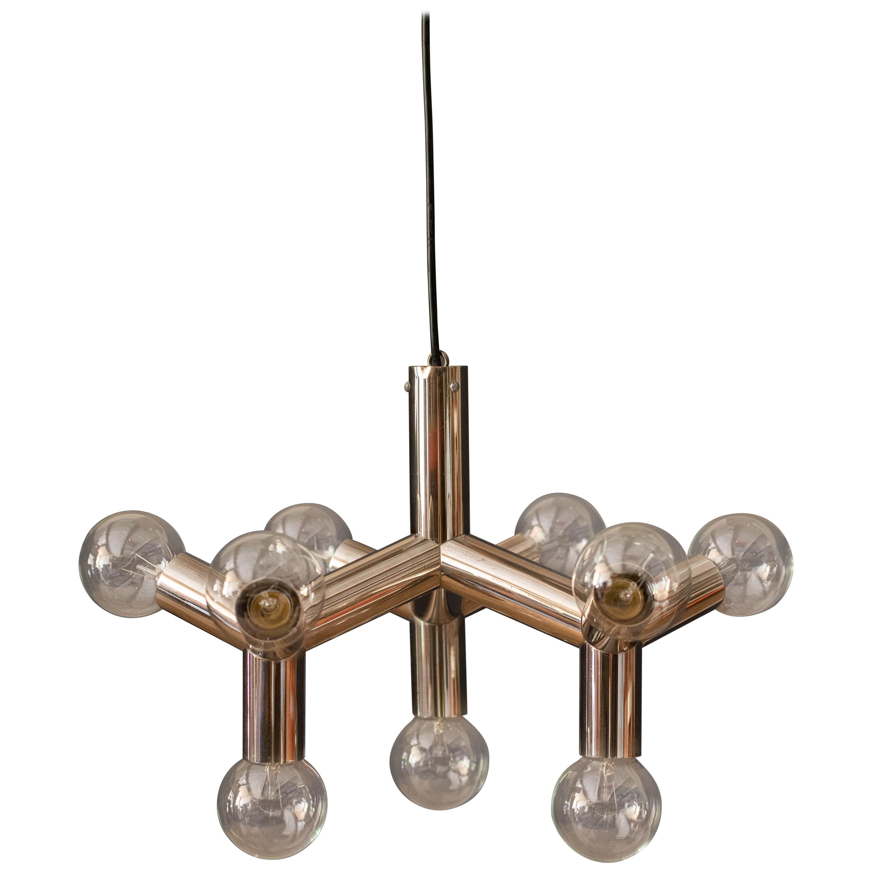 Mid-Century Modern Globe Chandelier Chrome Pendant