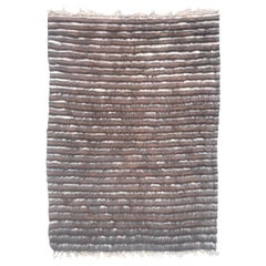 Retro Bobyrug’s Mid-Century Modern Goat Hair Moroccan Rug with Stripes