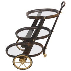 Aldo Tura Bar Cart in Goatskin Parchment