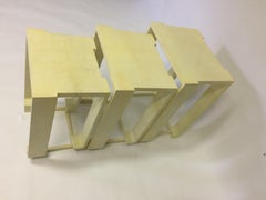 Mid-Century Modern Goat Skin Parchment Nesting Tables, in Stock