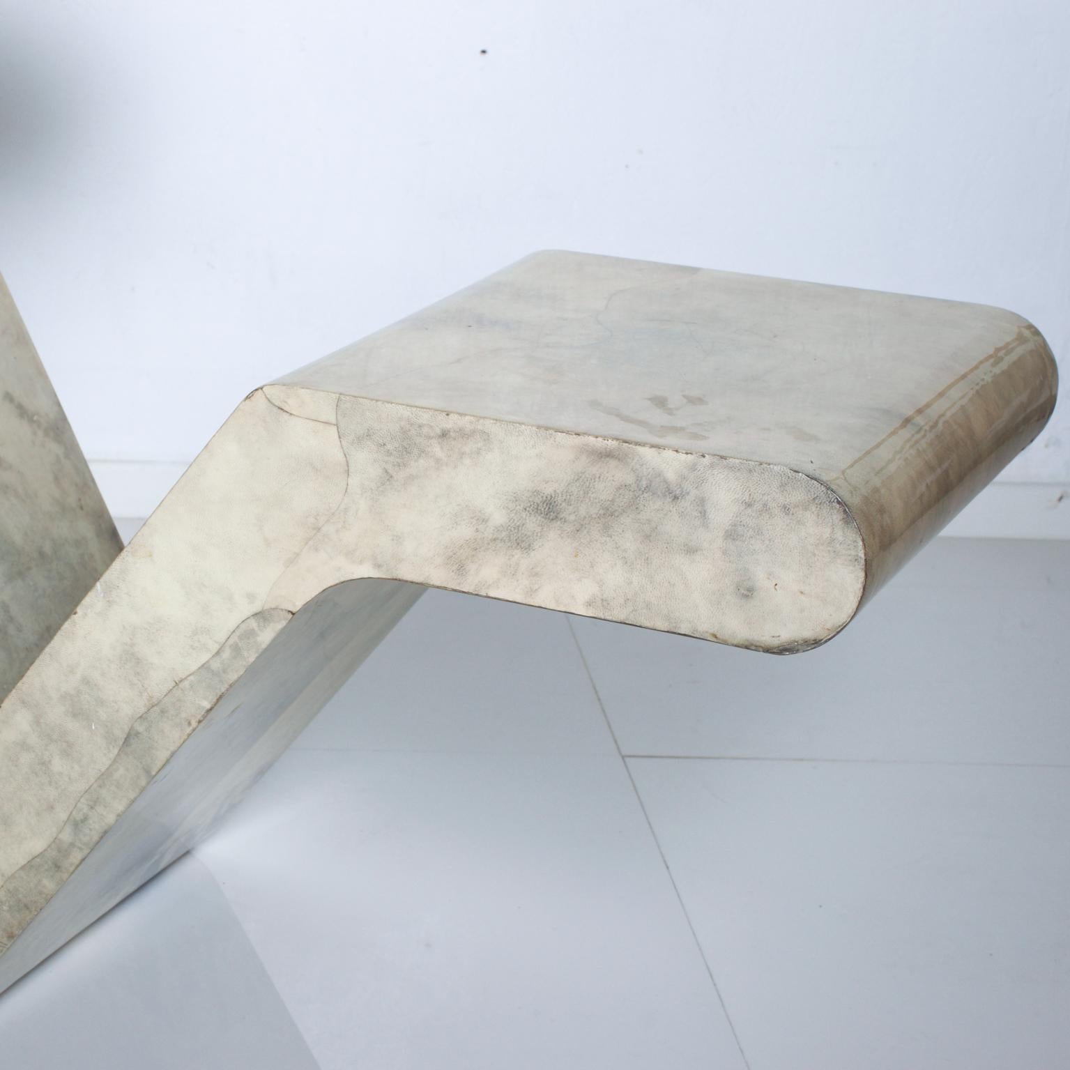 Italian Mid-Century Modern Goatskin Parchment Sculptural Console Table