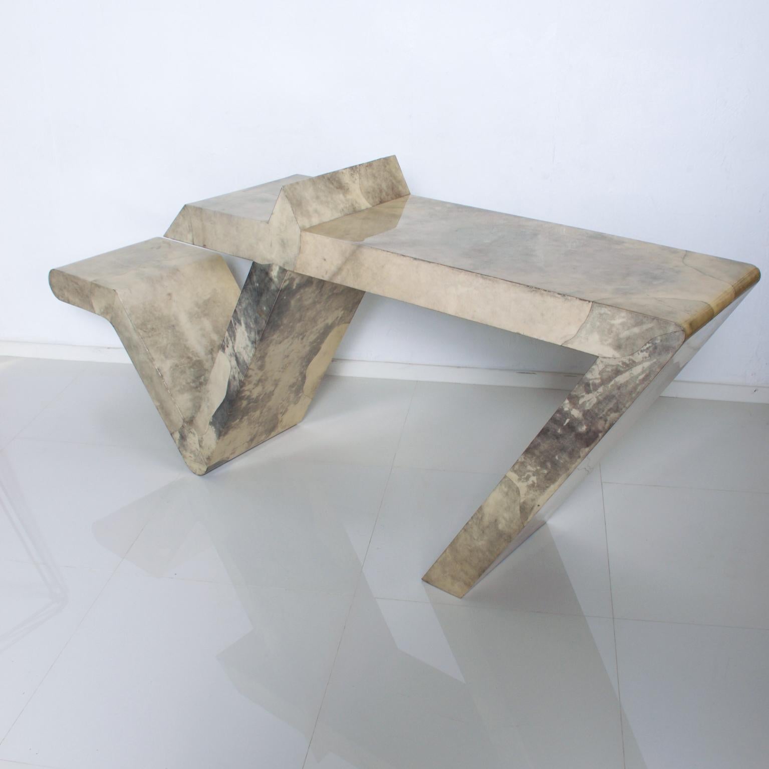 Mid-20th Century Mid-Century Modern Goatskin Parchment Sculptural Console Table