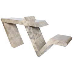 Mid-Century Modern Goatskin Parchment Sculptural Console Table