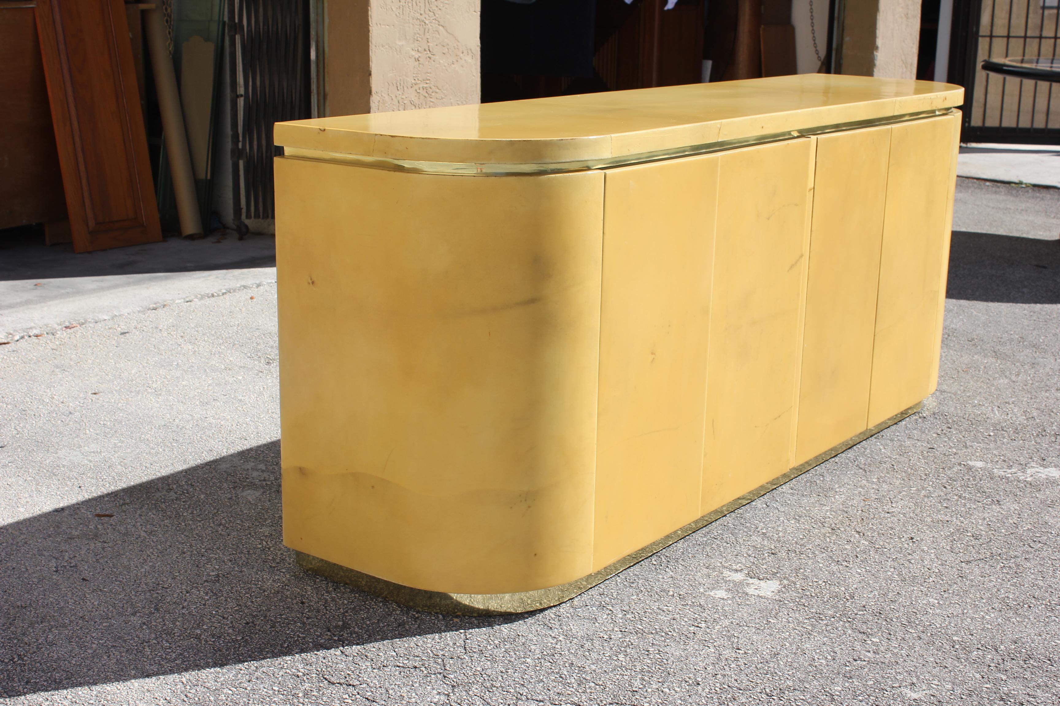 Mid-Century Modern Goatskin Sideboard with Brass Detail 1970s 13