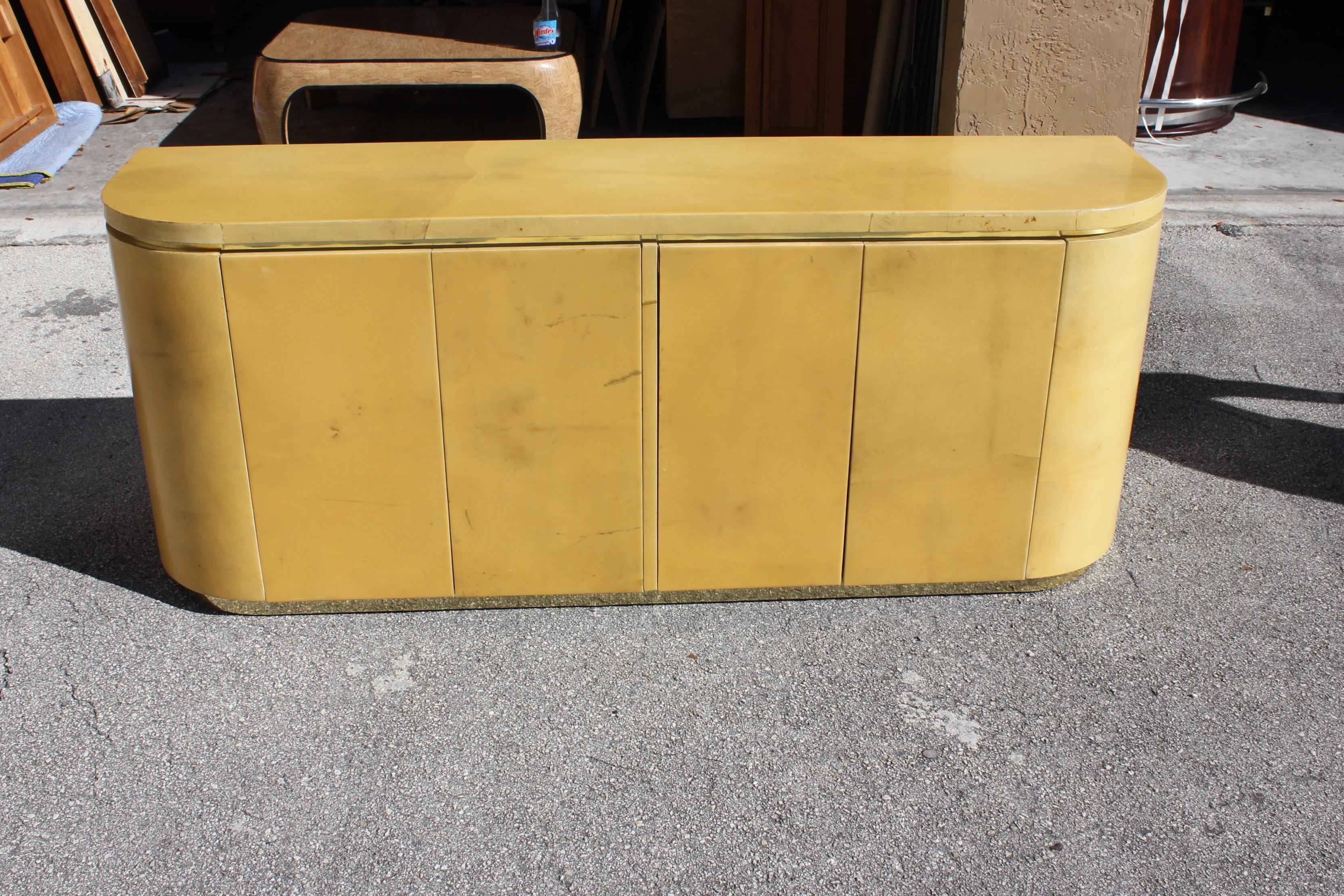 Mid-Century Modern Goatskin Sideboard with Brass Detail 1970s 15