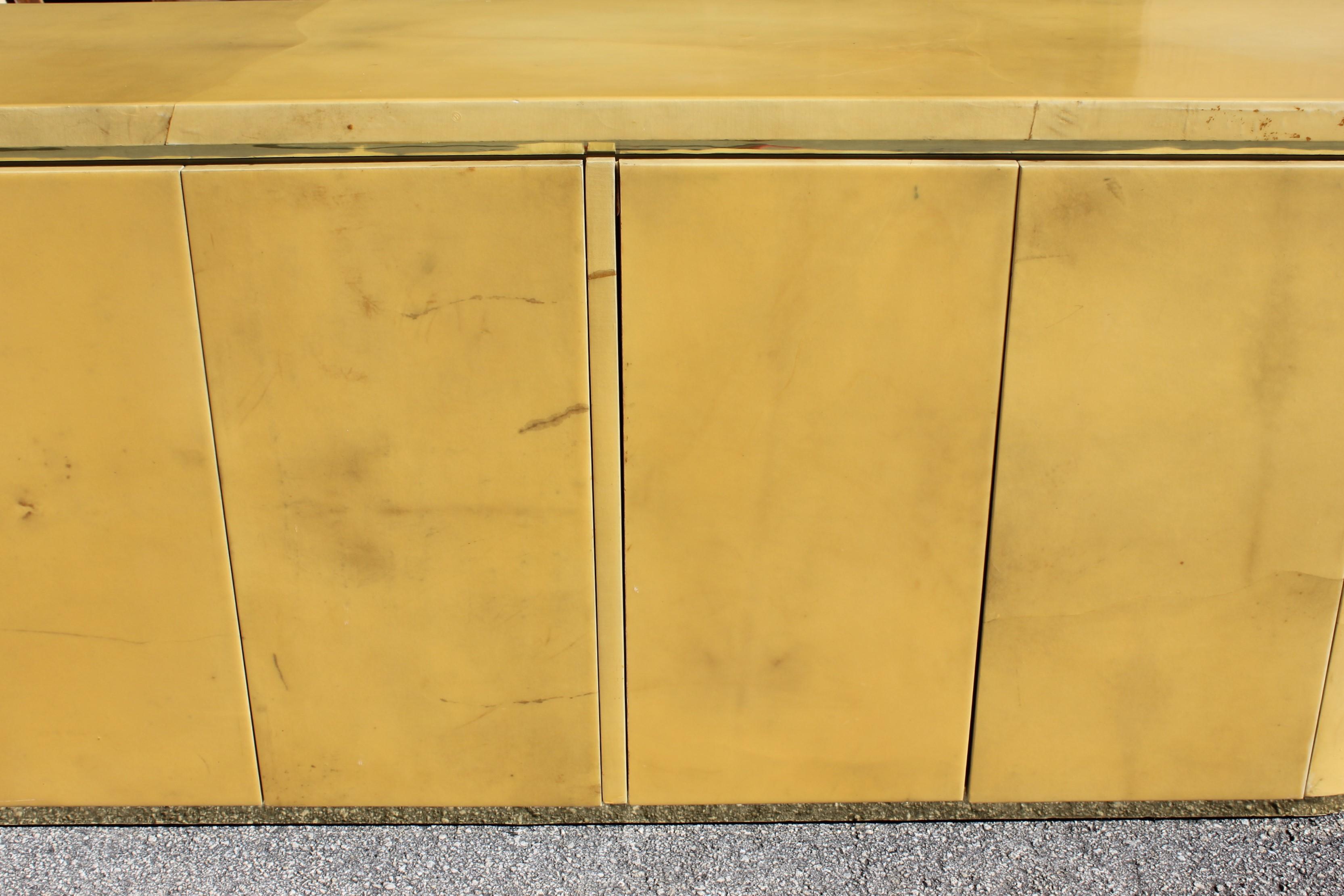 Late 20th Century Mid-Century Modern Goatskin Sideboard with Brass Detail 1970s