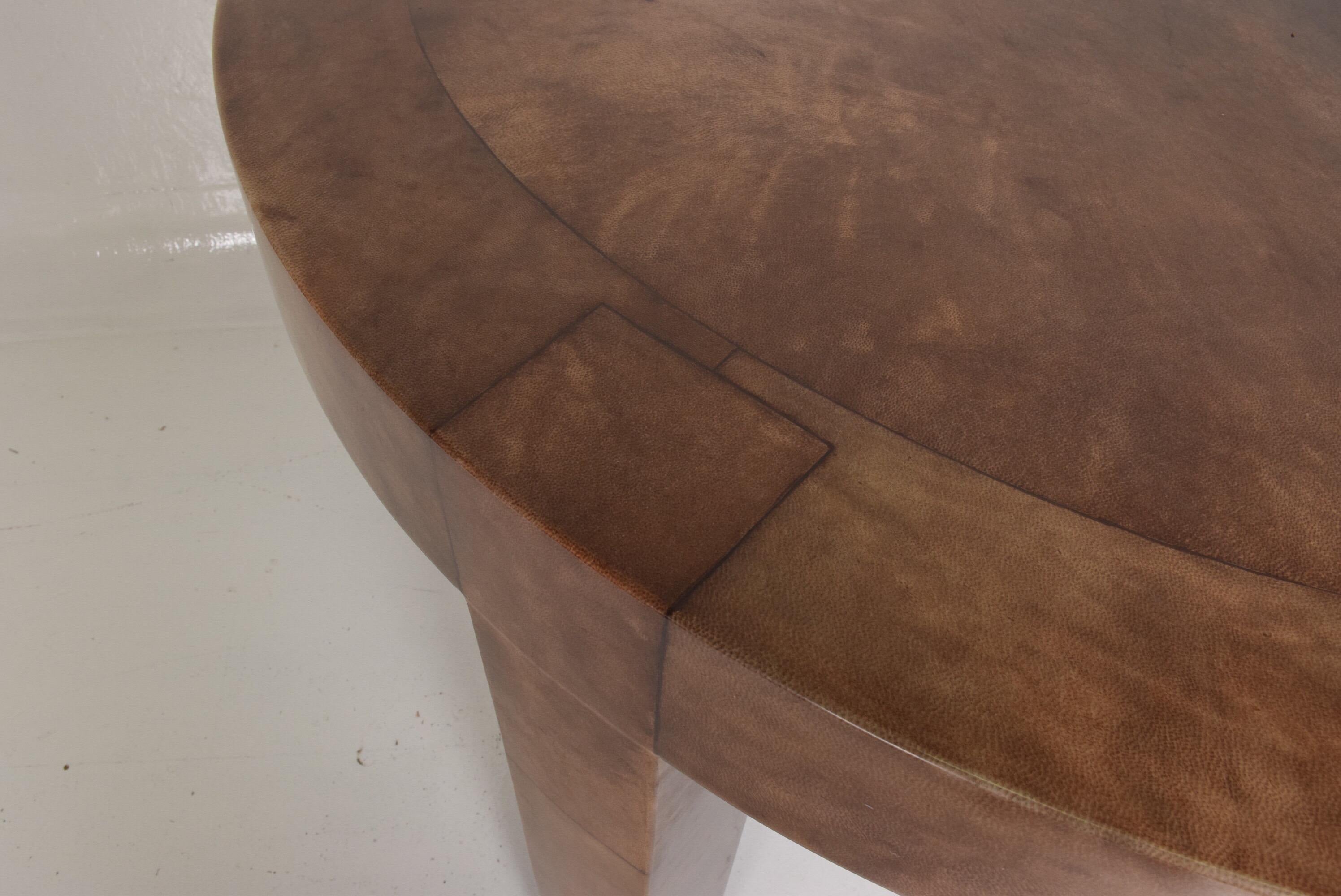 Mid-20th Century Mid-Century Modern Goatskin Wrapped Dining Table in Brown Tones after Aldo Tura