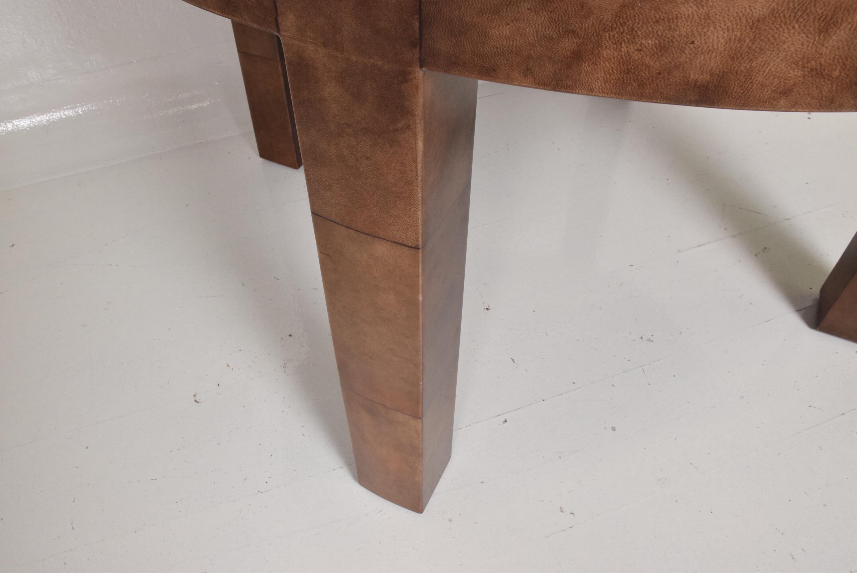 Mid-Century Modern Goatskin Wrapped Dining Table in Brown Tones after Aldo Tura 2