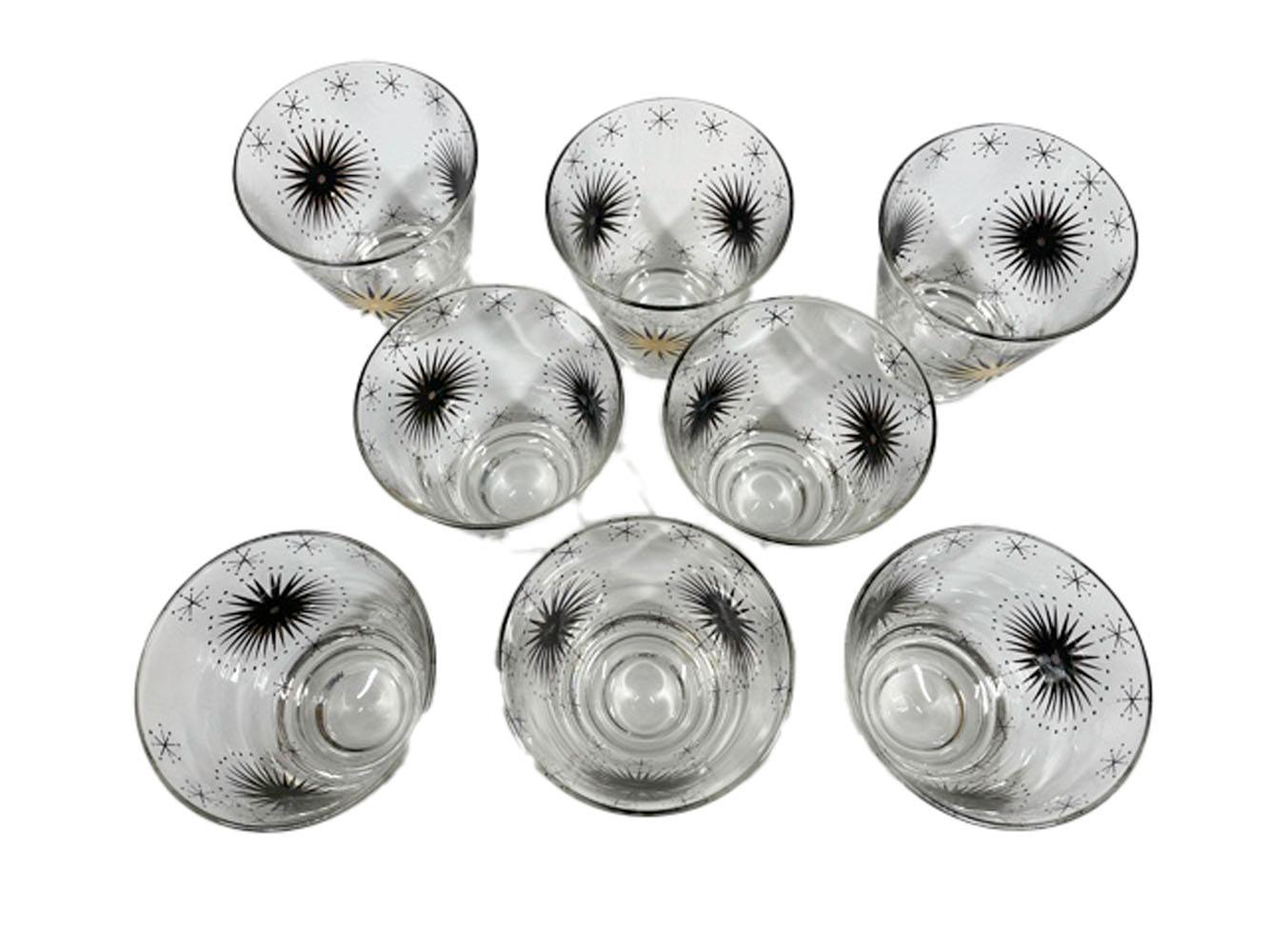 Mid-Century Modern Gold and Black Atomic Starburst 24 Piece Barware Set 4