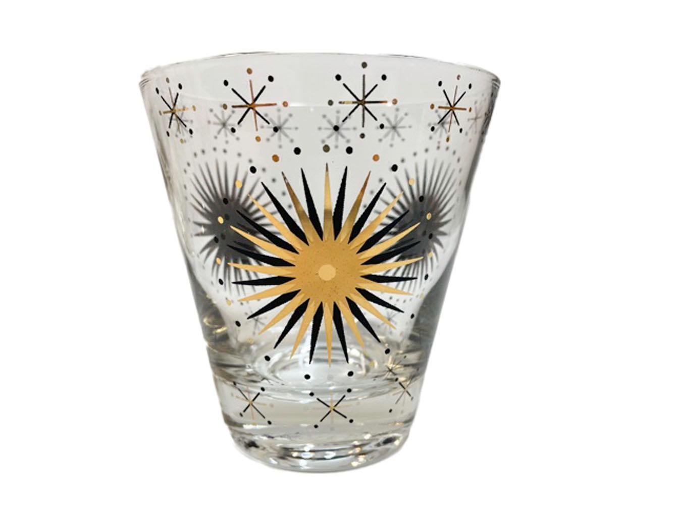 Mid-Century Modern Gold and Black Atomic Starburst 24 Piece Barware Set 5