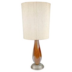 Lampe de table en verre d'art doré du milieu du siècle dernier avec abat-jour personnalisé