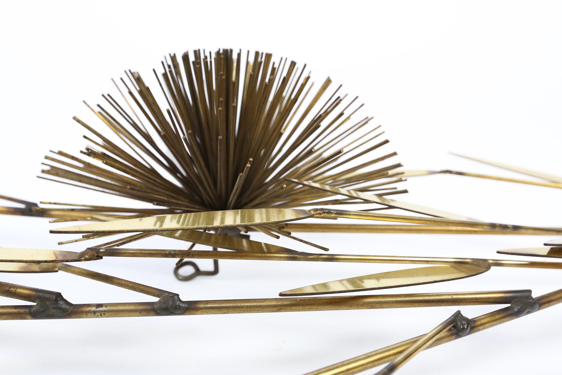 Mid-Century Modern Gold Brass Pom Pom Wall Sculpture by Curtis Jere, 1979 5