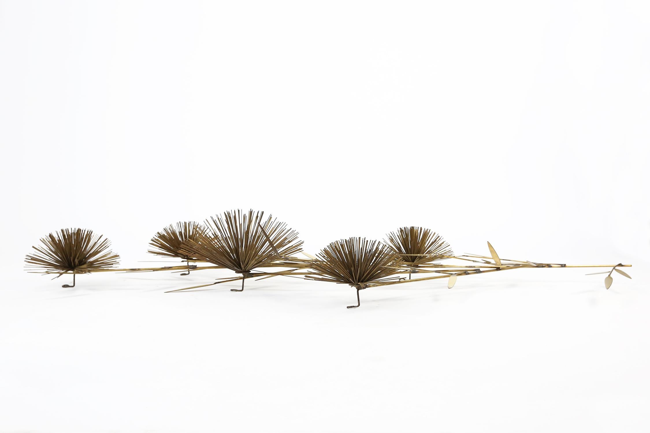 Mid-Century Modern Gold Brass Pom Pom Wall Sculpture by Curtis Jere, 1979 In Fair Condition In Ghent, BE