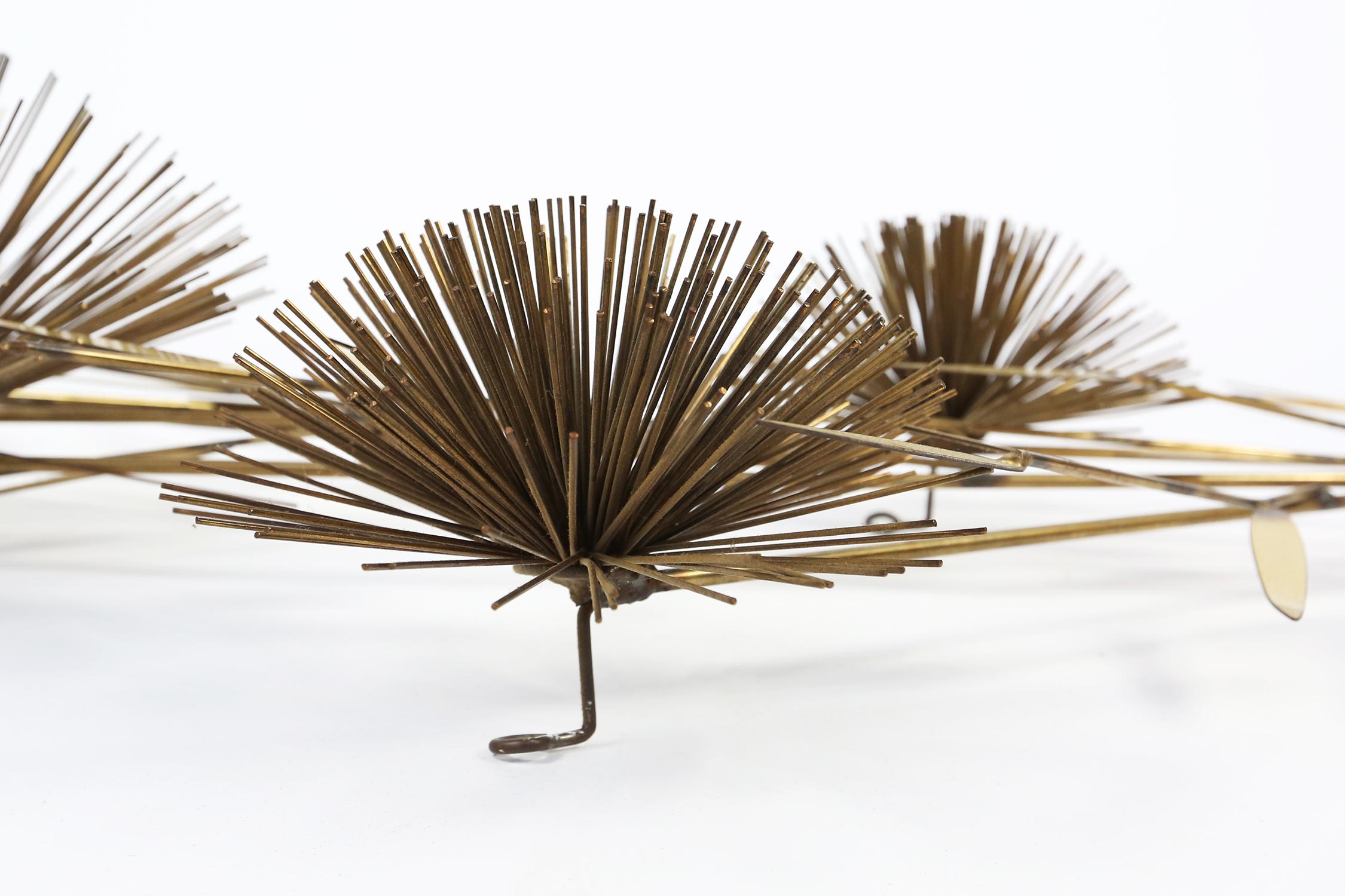 Late 20th Century Mid-Century Modern Gold Brass Pom Pom Wall Sculpture by Curtis Jere, 1979