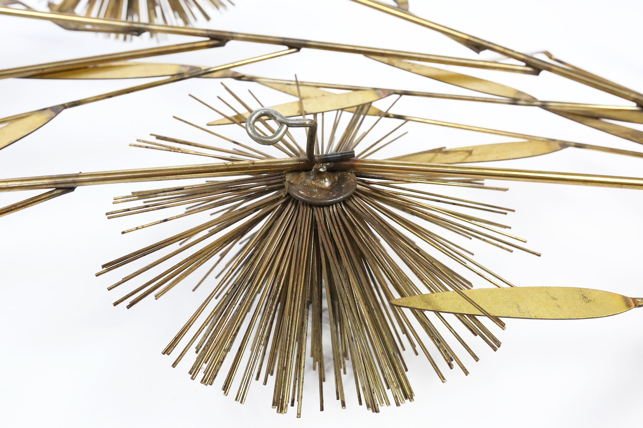 Mid-Century Modern Gold Brass Pom Pom Wall Sculpture by Curtis Jere, 1979 2