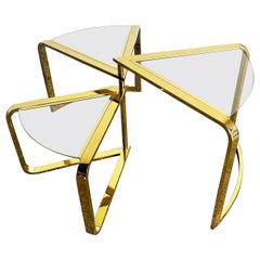 Mid Century Modern Gold Fan Coffee Nesting Table - Three Tier