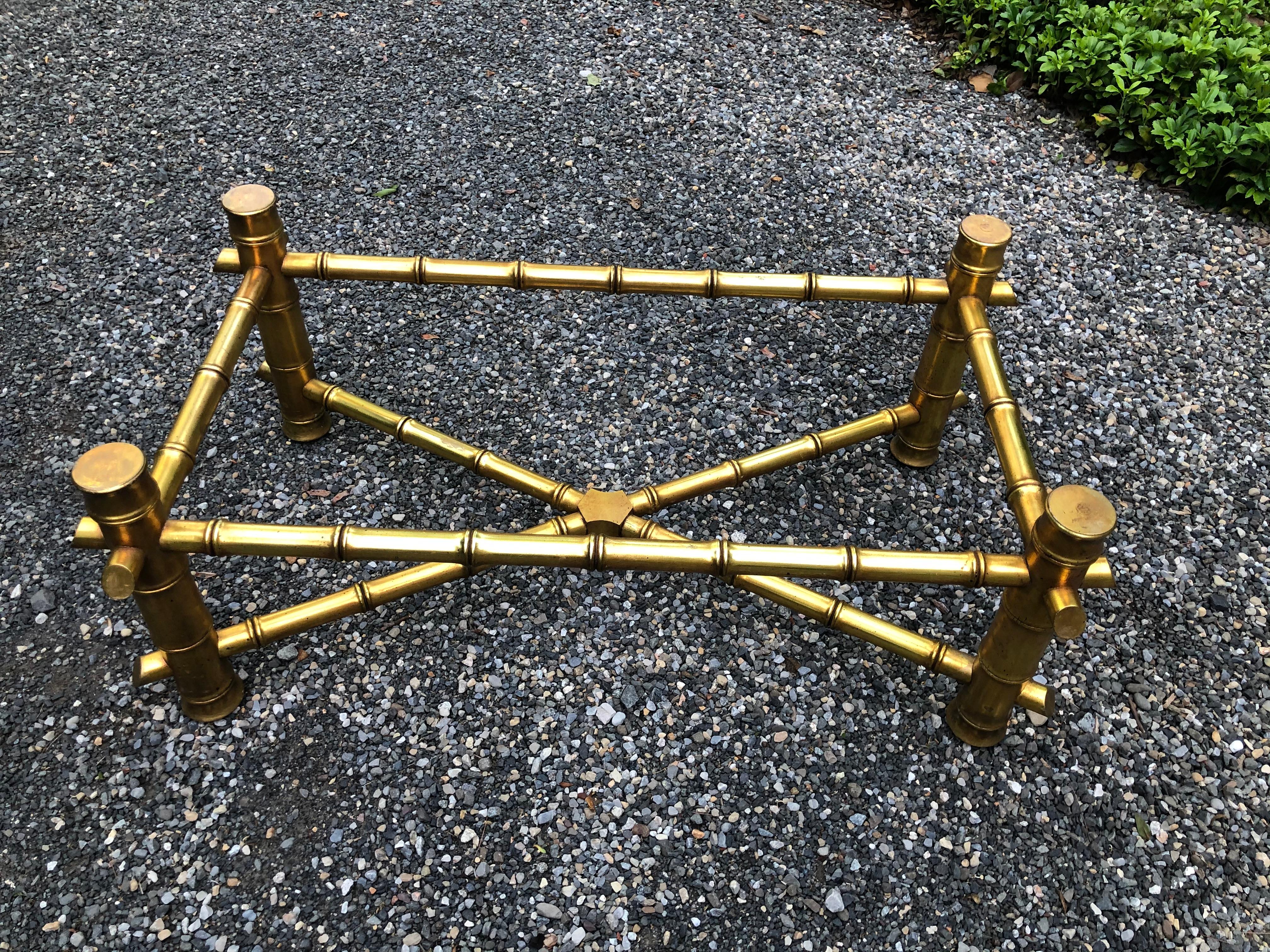 Mid-Century Modern Gold Faux Bamboo Coffee Table For Sale 3
