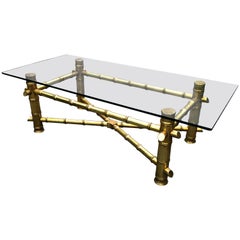 Mid-Century Modern Gold Faux Bamboo Coffee Table