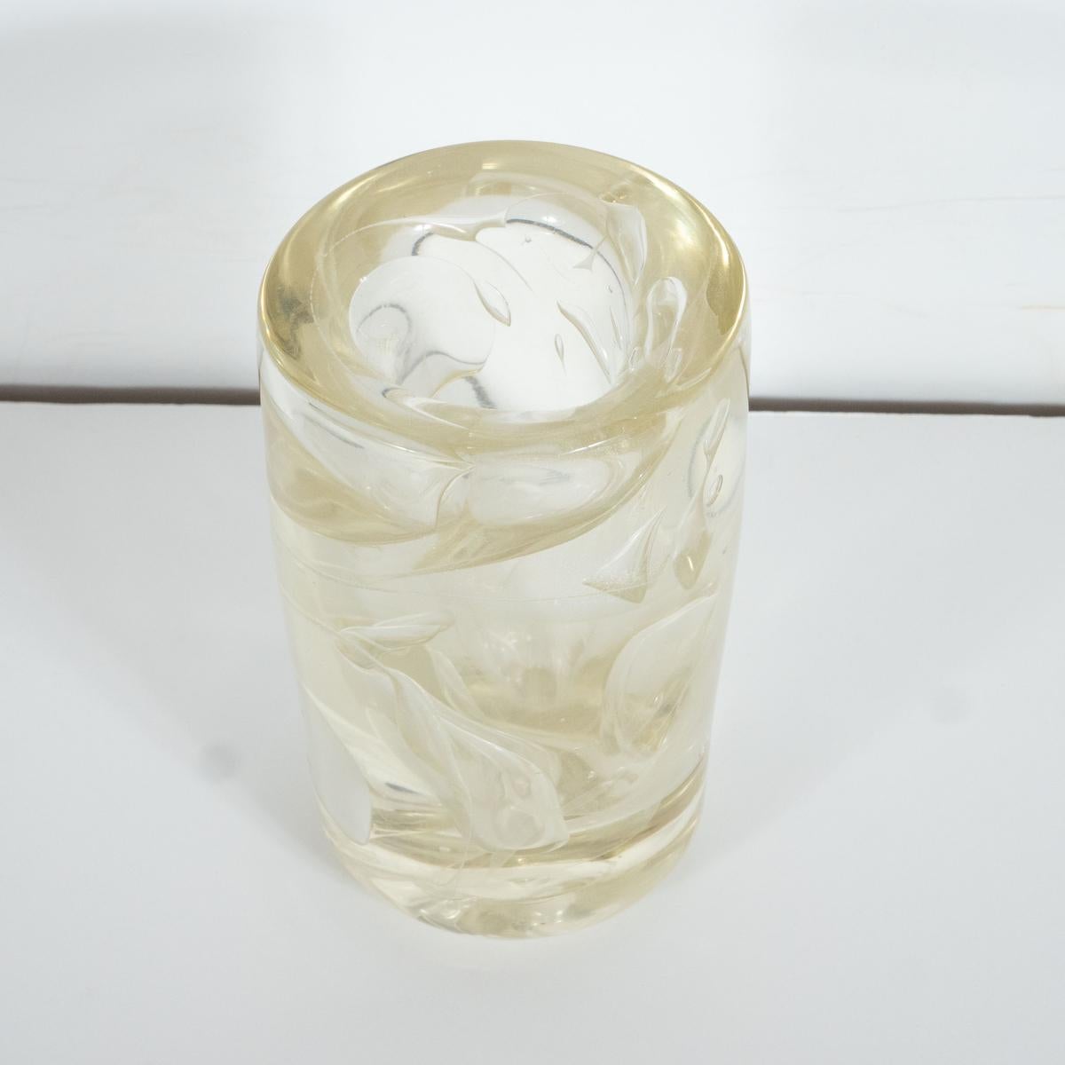 Mid-20th Century Mid-Century Modern Gold-Flecked Art Glass Vase For Sale