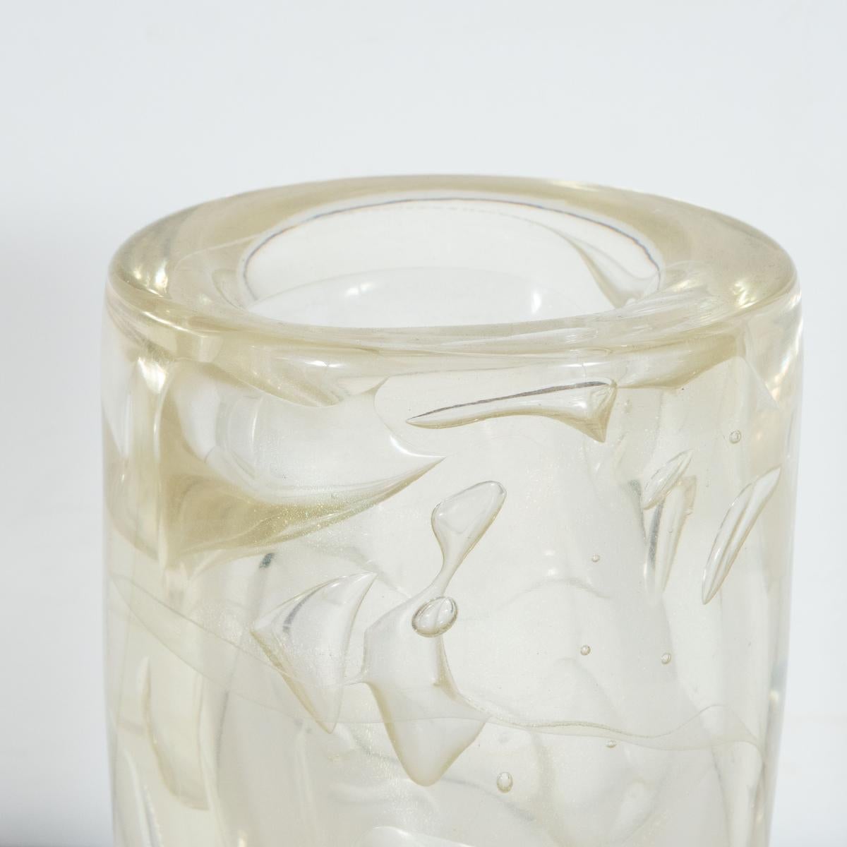 Mid-Century Modern Gold-Flecked Art Glass Vase For Sale 1