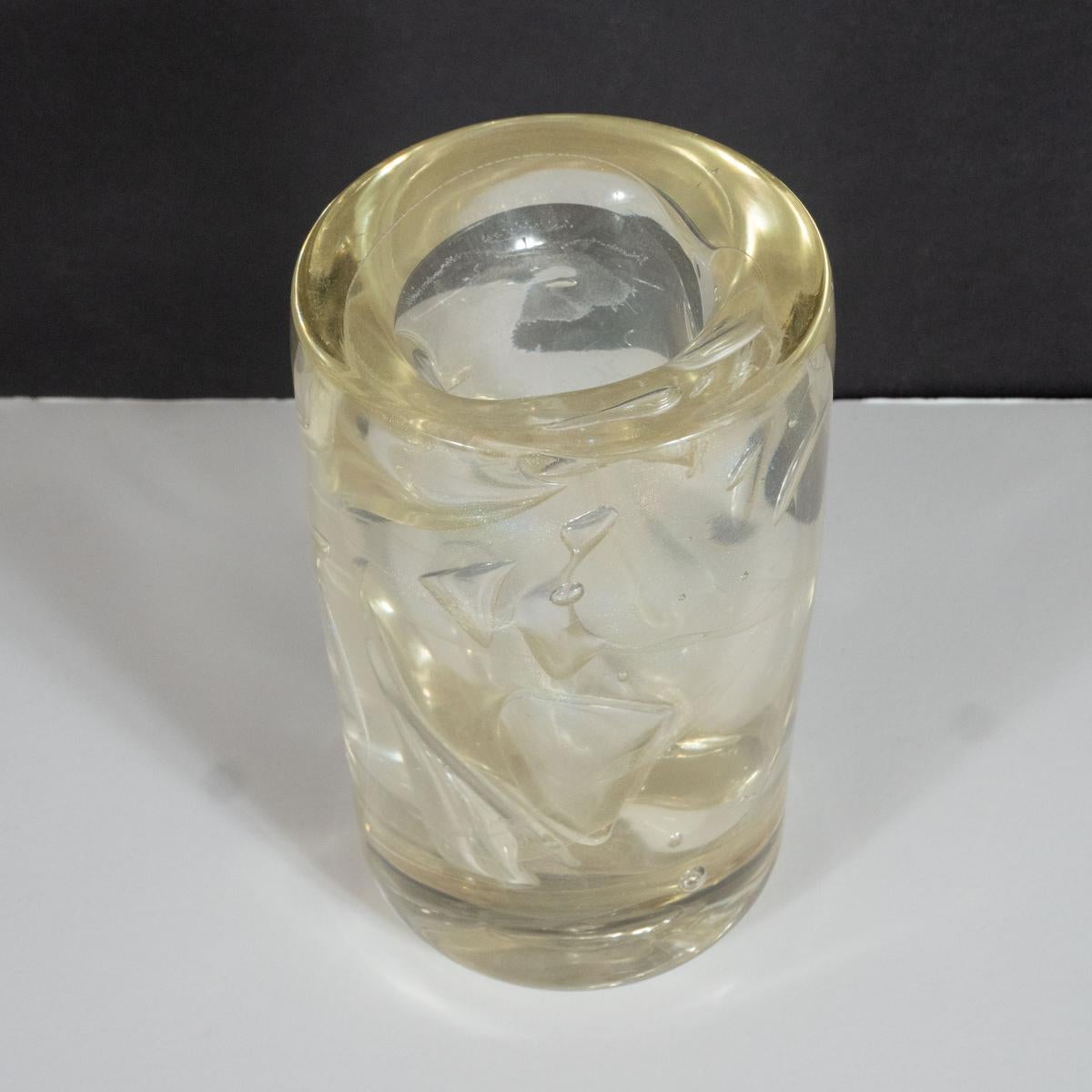 Mid-Century Modern Gold-Flecked Art Glass Vase For Sale 3