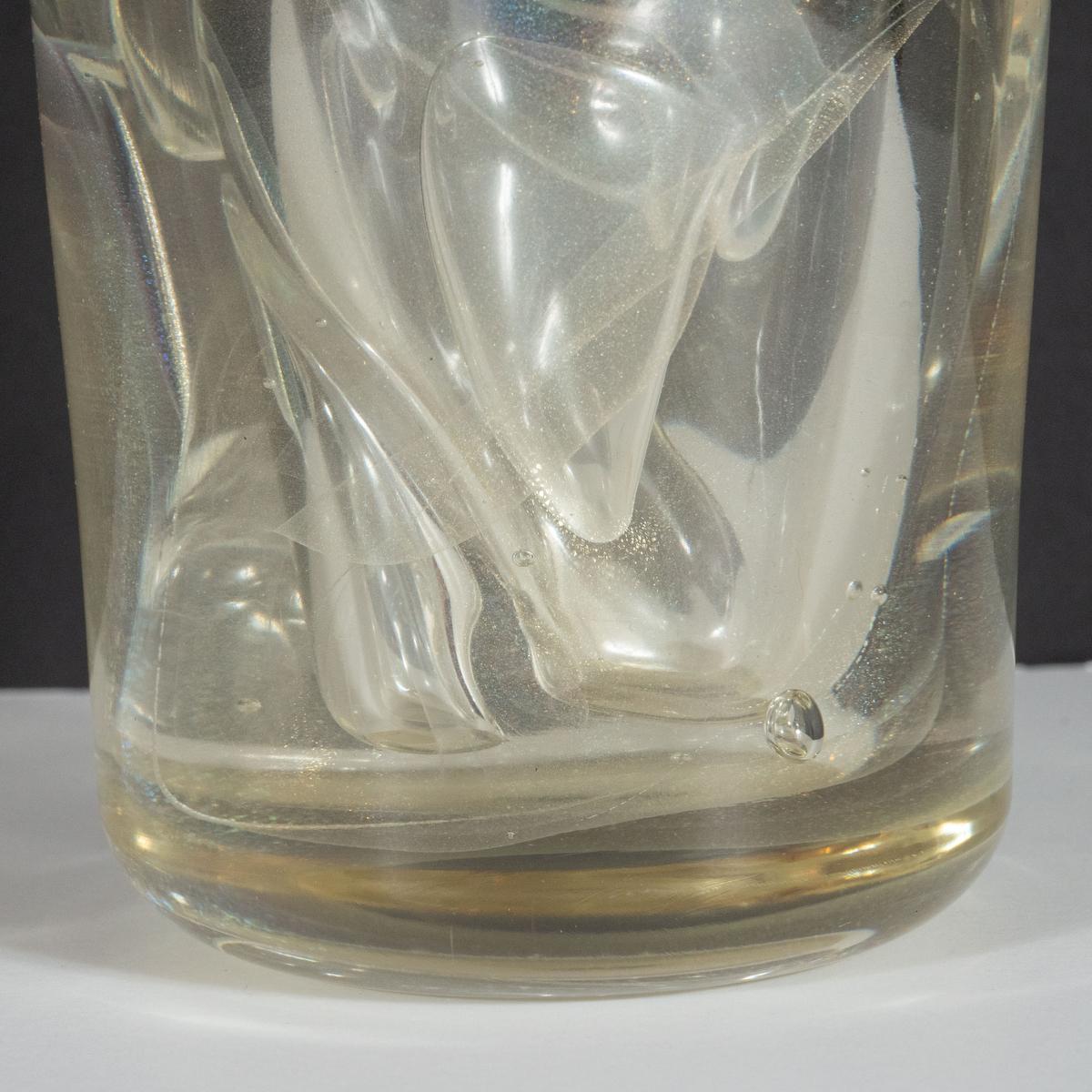 Mid-Century Modern Gold-Flecked Art Glass Vase For Sale 4
