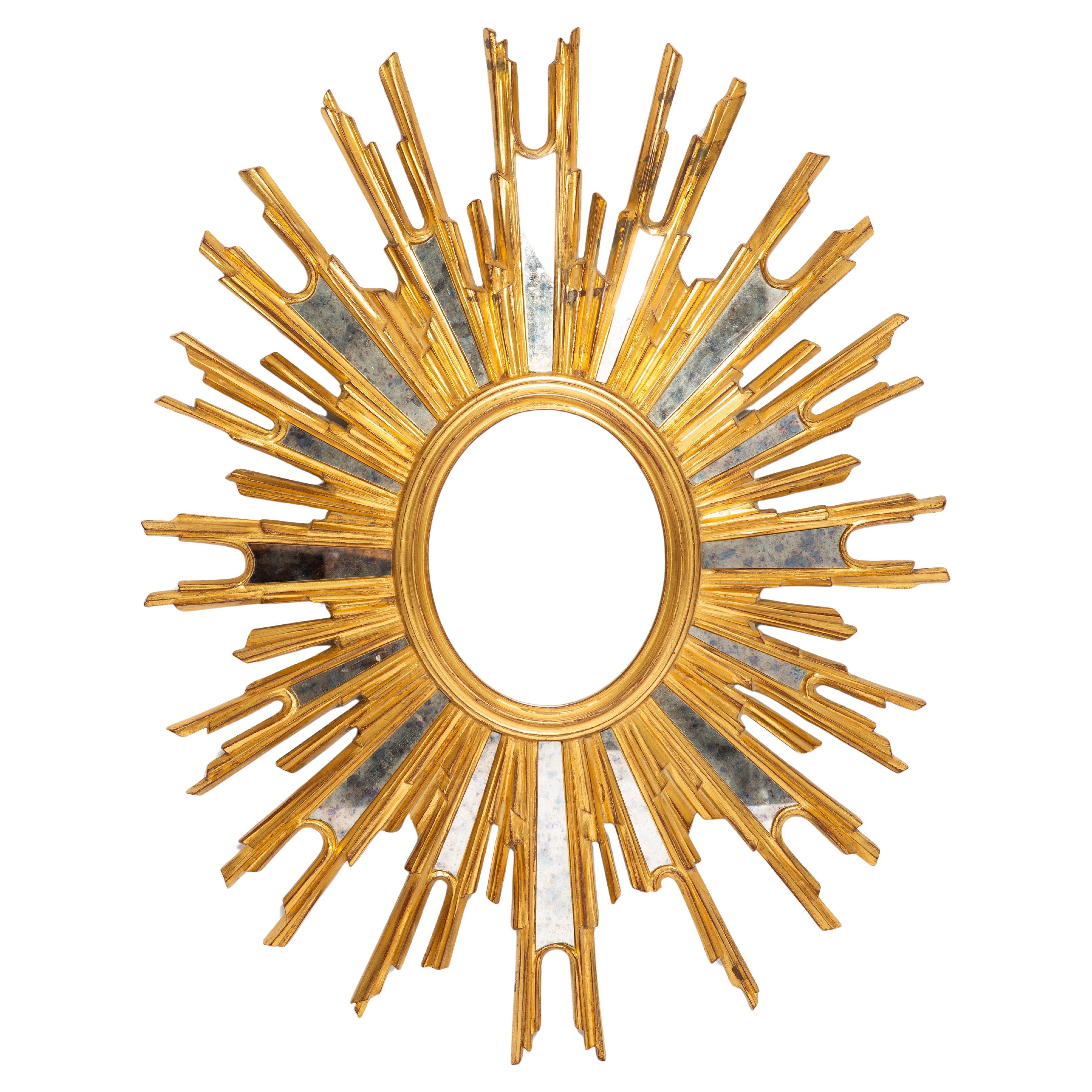 Specchio d
oro italiano grande e raro del Mid Century Modern, Bigli, anni
60