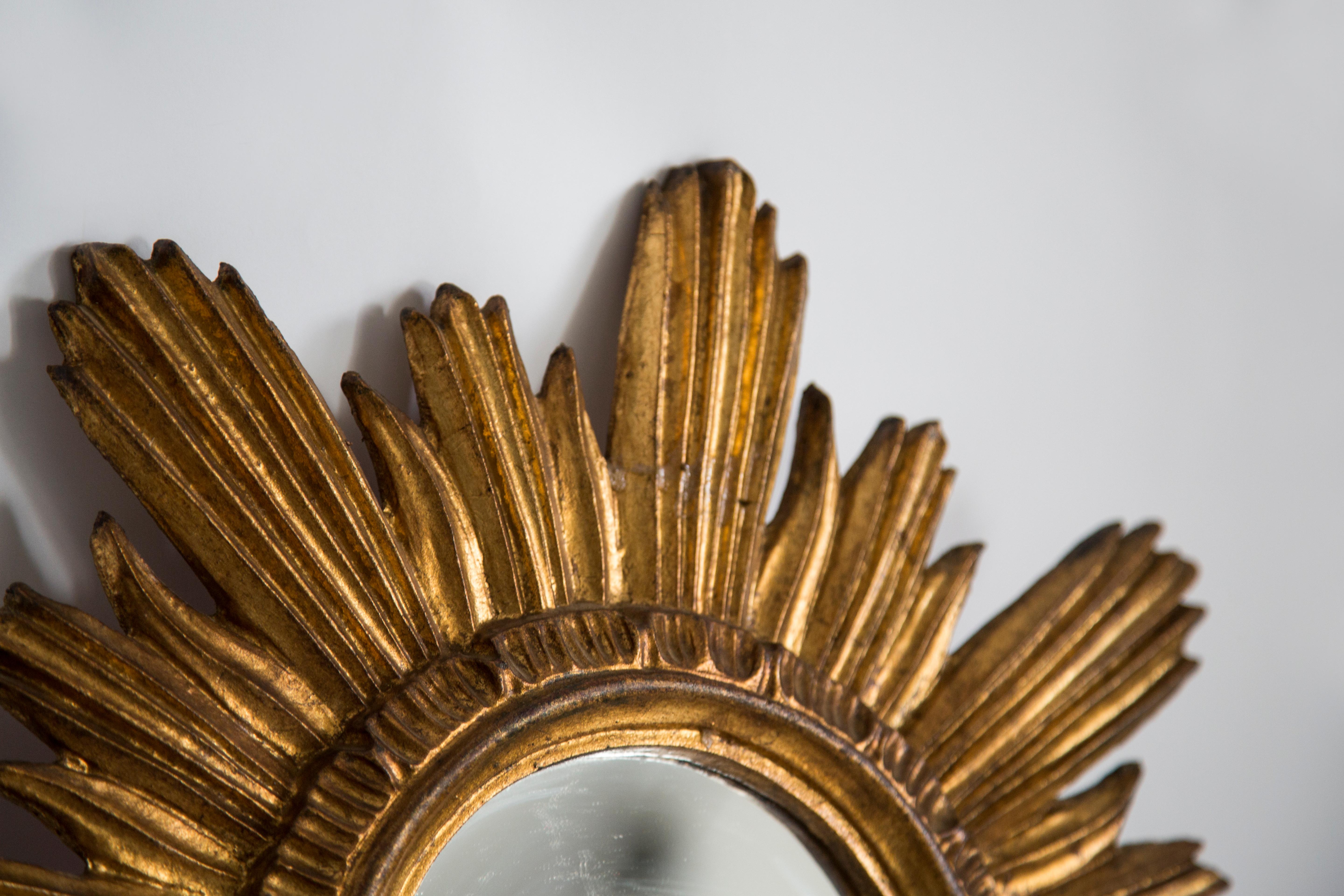 Mid-Century Modern Mid Century, Modern Gold Italian Big Sunburst Mirror, Giltwood, 1960s