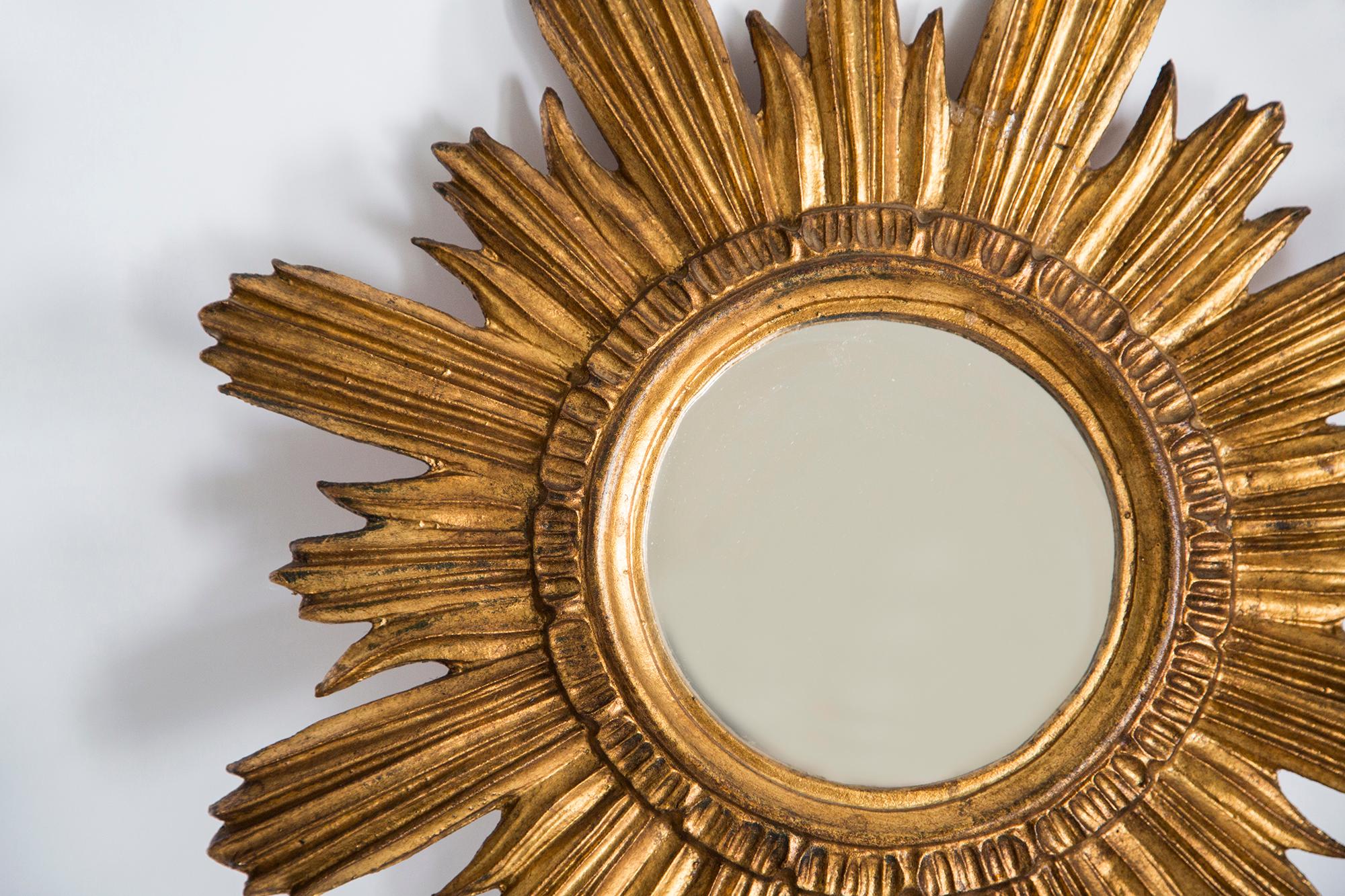 20th Century Mid Century, Modern Gold Italian Big Sunburst Mirror, Giltwood, 1960s