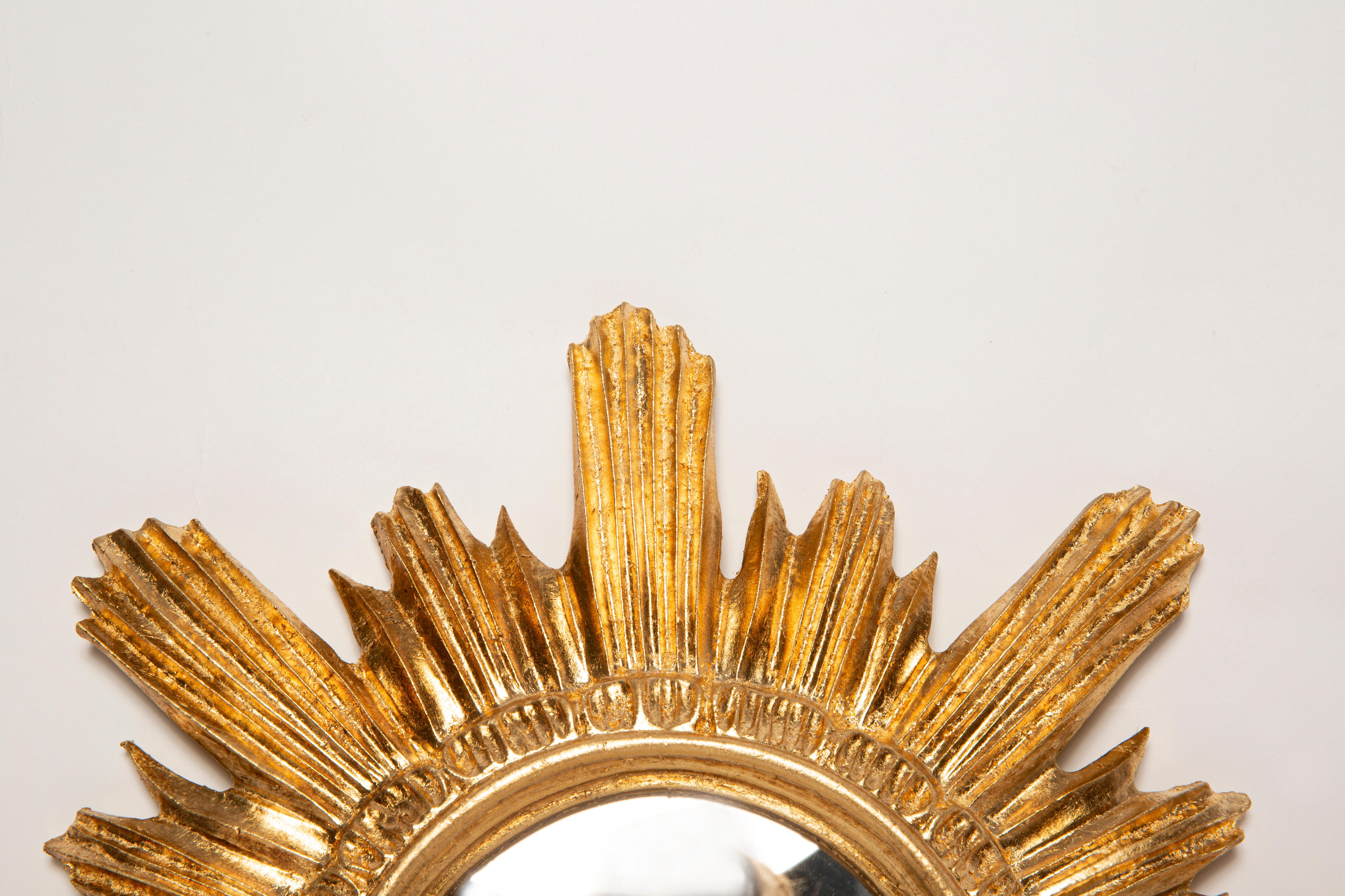 Mid Century, Modern Gold Italian Big Sunburst Mirror, Giltwood, 1960s For Sale 2