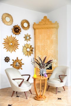 Mid Century, Modern Gold Italian Sunburst Mirror, 1960s