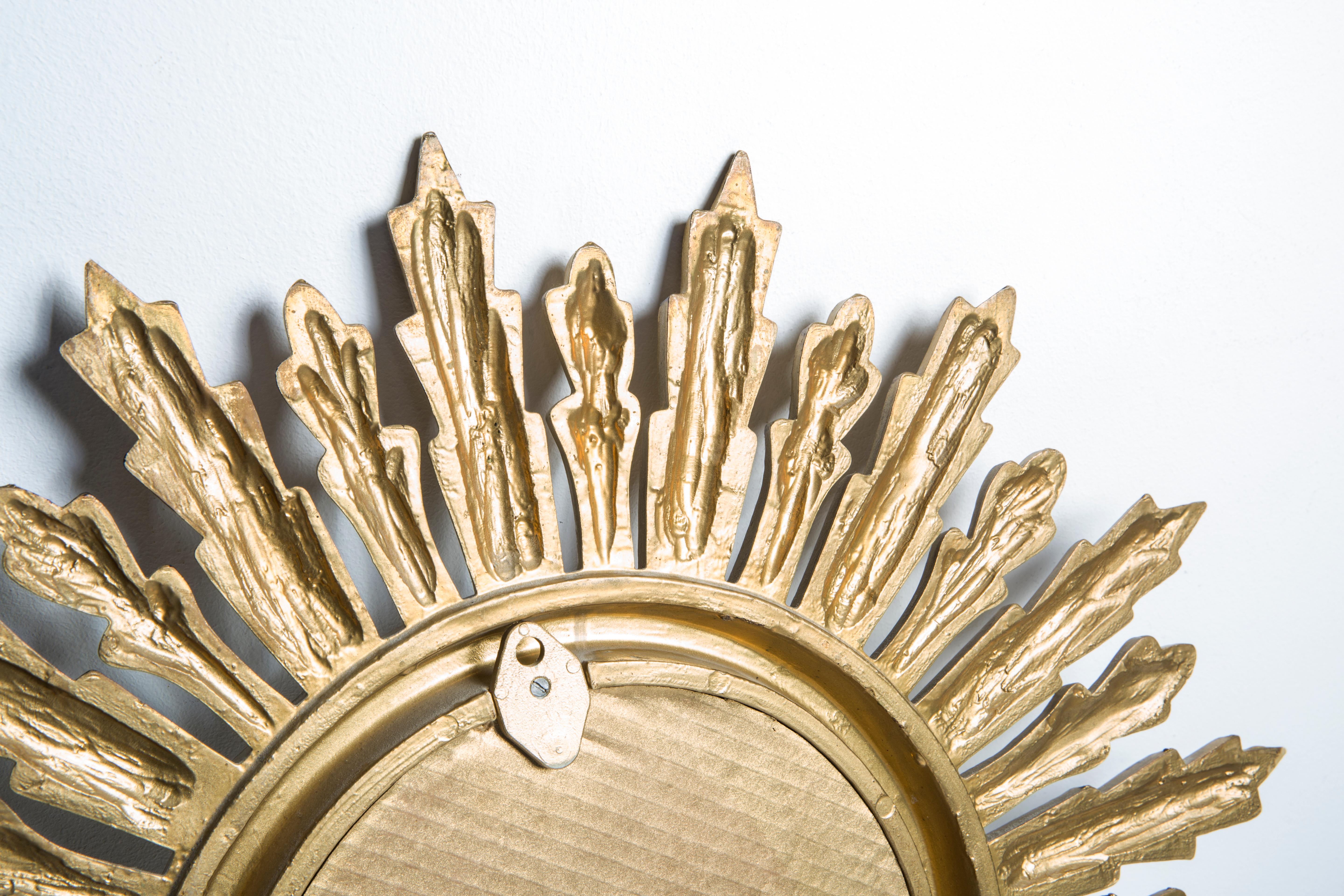 Mid Century, Modern Gold Italian Sunburst Mirror, 1960s For Sale 1