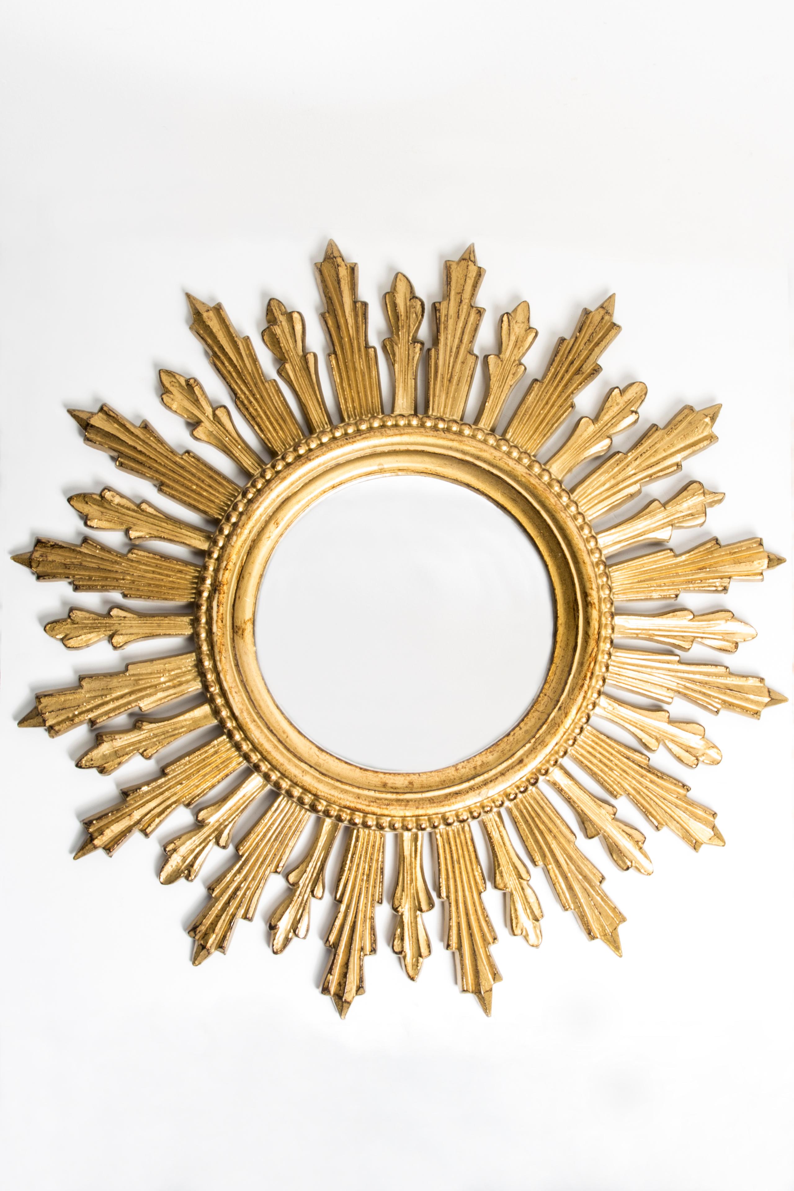 Mid Century, Modern Gold Italian Sunburst Mirror, 1960s For Sale 2
