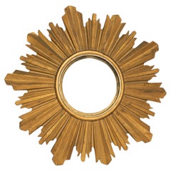 Mid Century, Modern Gold Italian Sunburst Mirror, 1960s