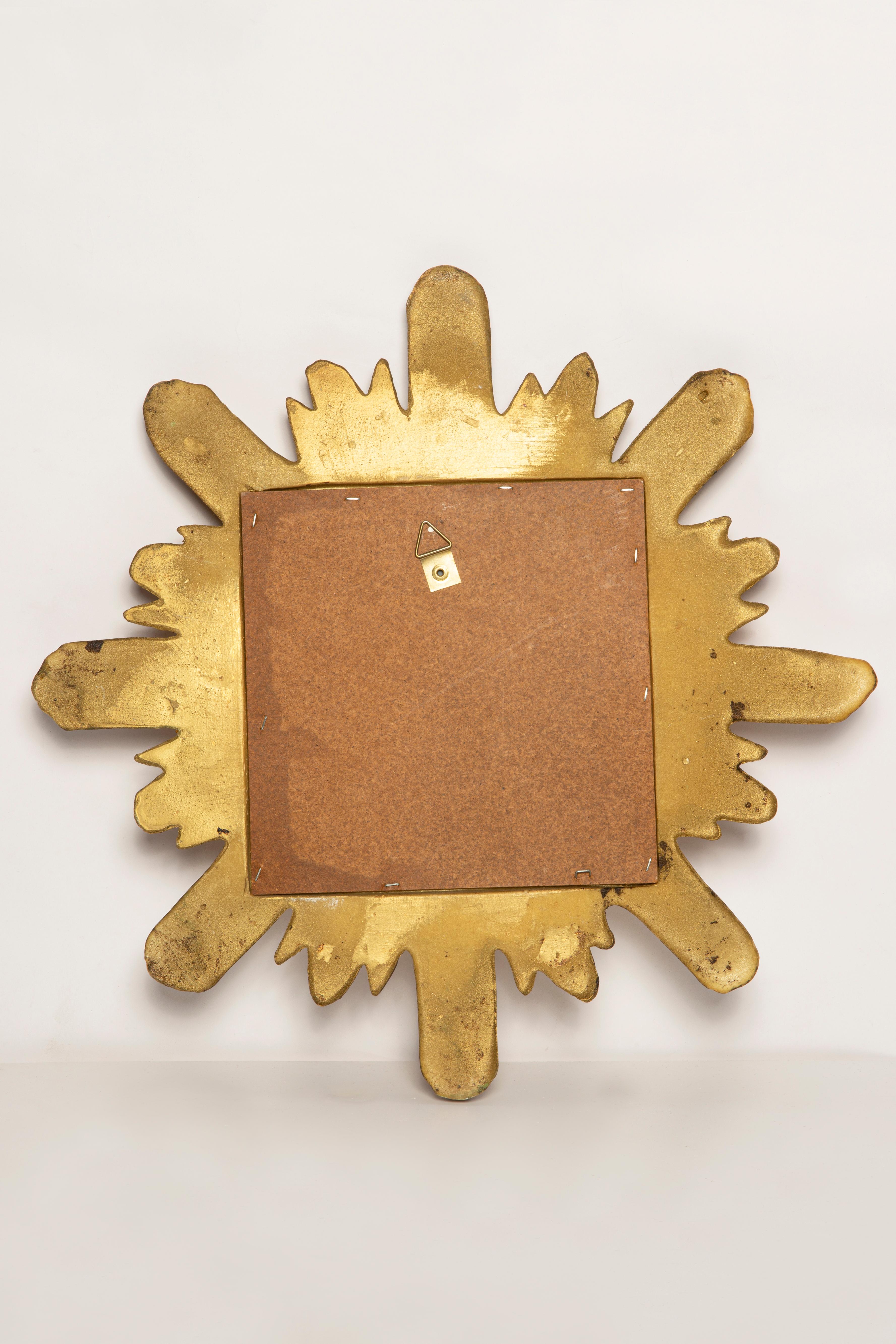 Mid Century, Modern Gold Italian Sunburst Mirror, Giltwood, 1960s For Sale 2