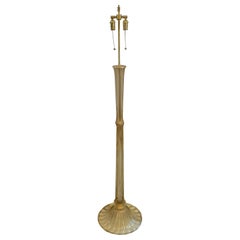 Vintage Mid-Century Modern Gold Italian Venetian Murano Blown Glass Bronze Floor Lamp