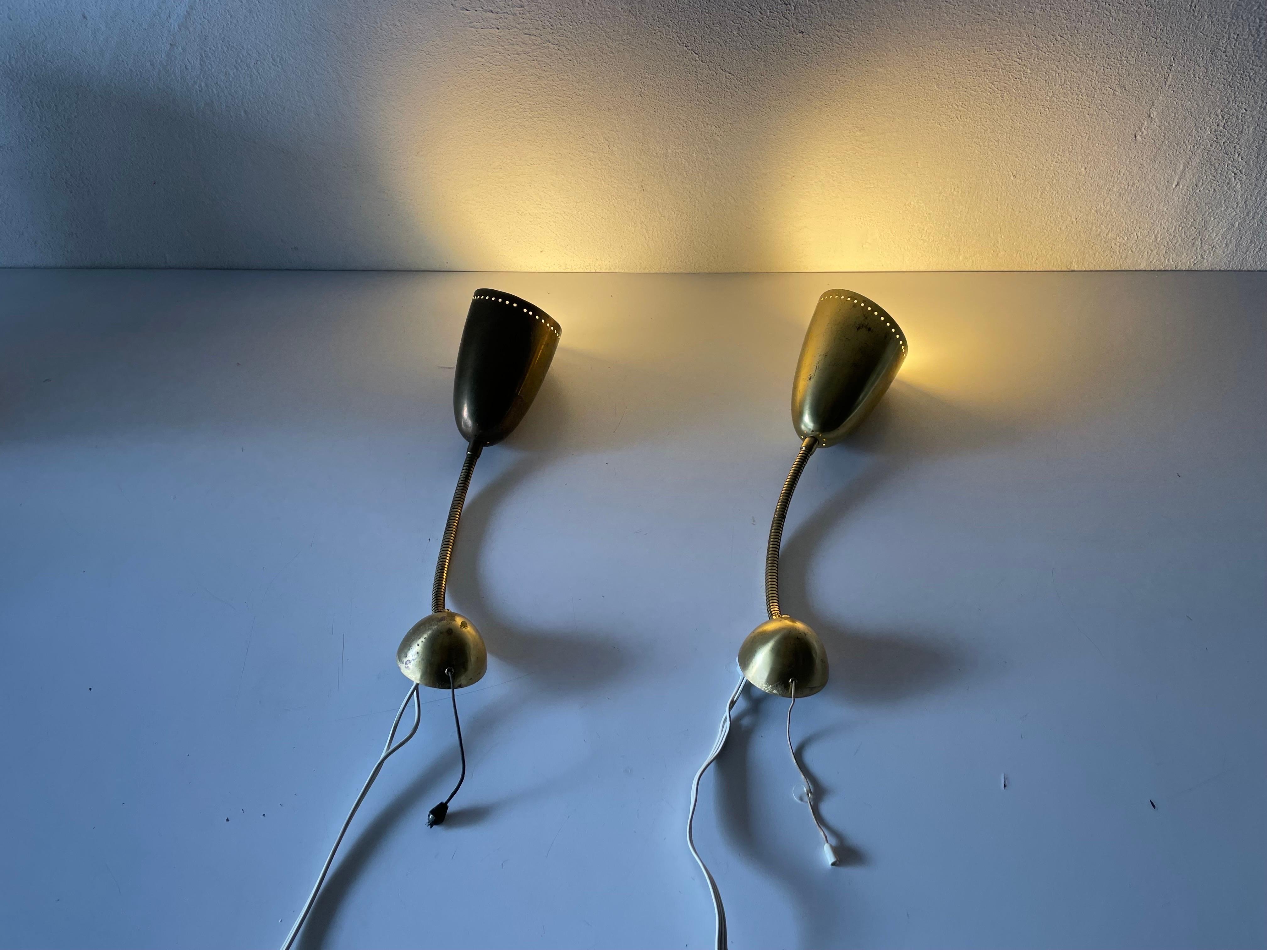 Mid-Century Modern Gold Metal Pair of Sconces, 1950s, Germany 6