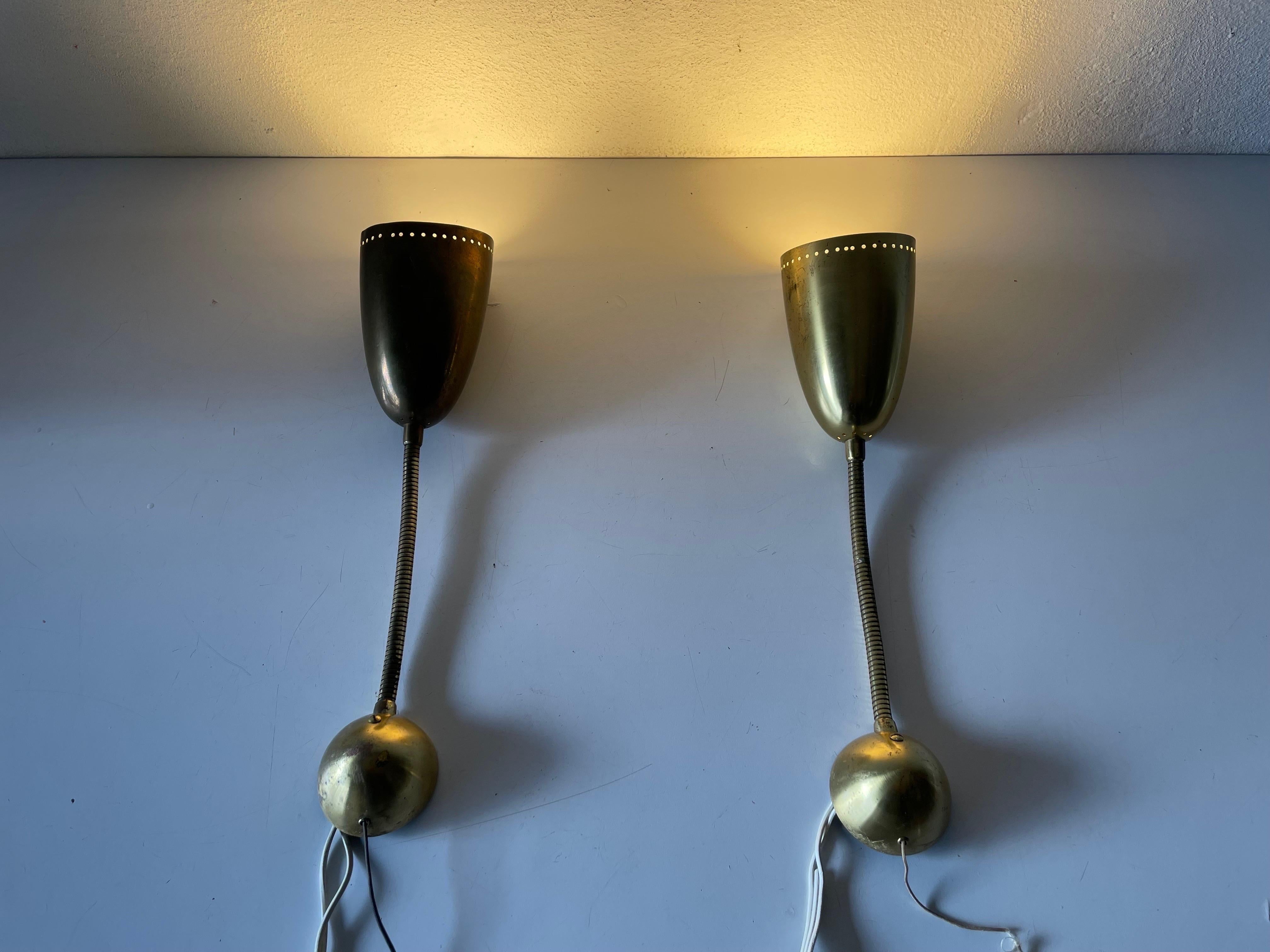 Mid-Century Modern Gold Metal Pair of Sconces, 1950s, Germany 8