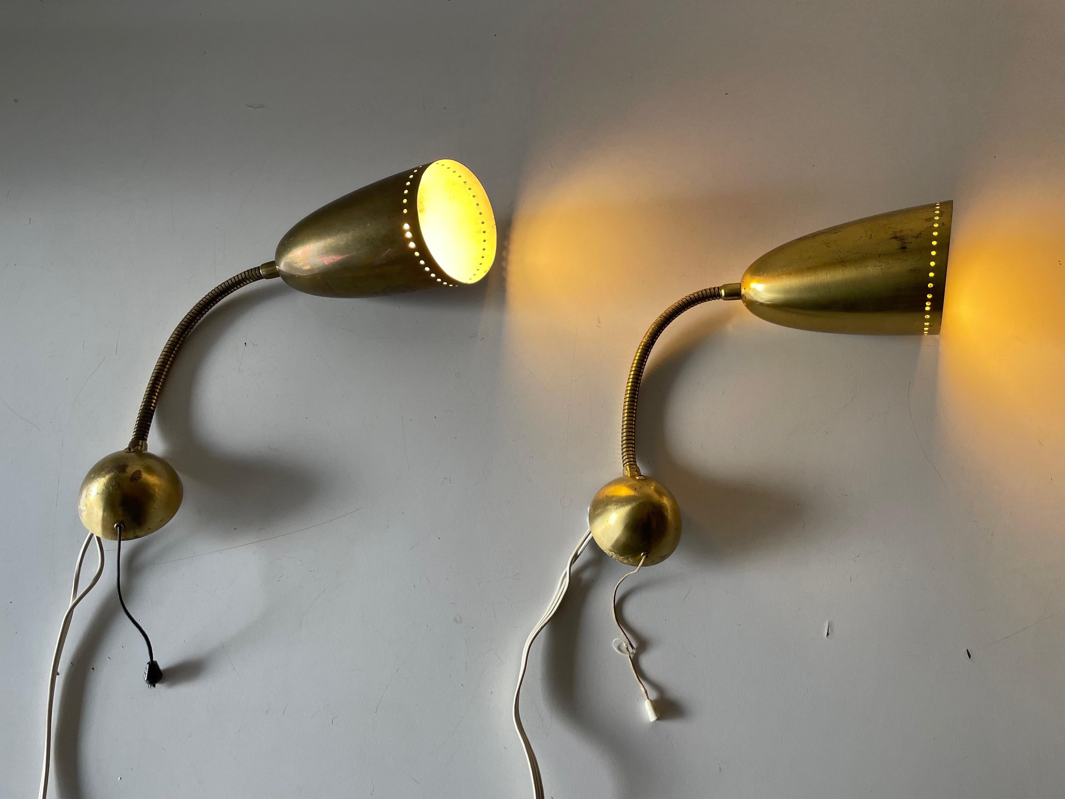 Mid-Century Modern Gold Metal Pair of Sconces, 1950s, Germany 9