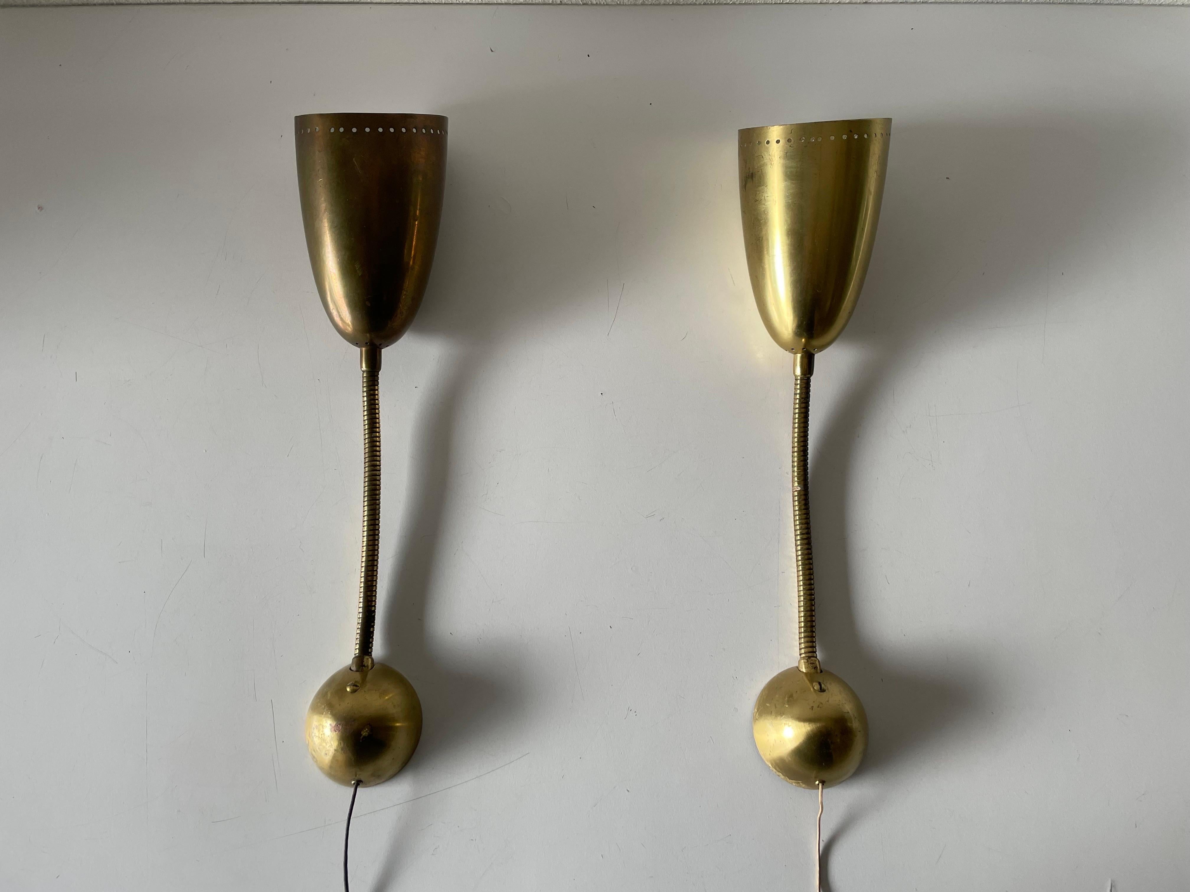 Mid-20th Century Mid-Century Modern Gold Metal Pair of Sconces, 1950s, Germany