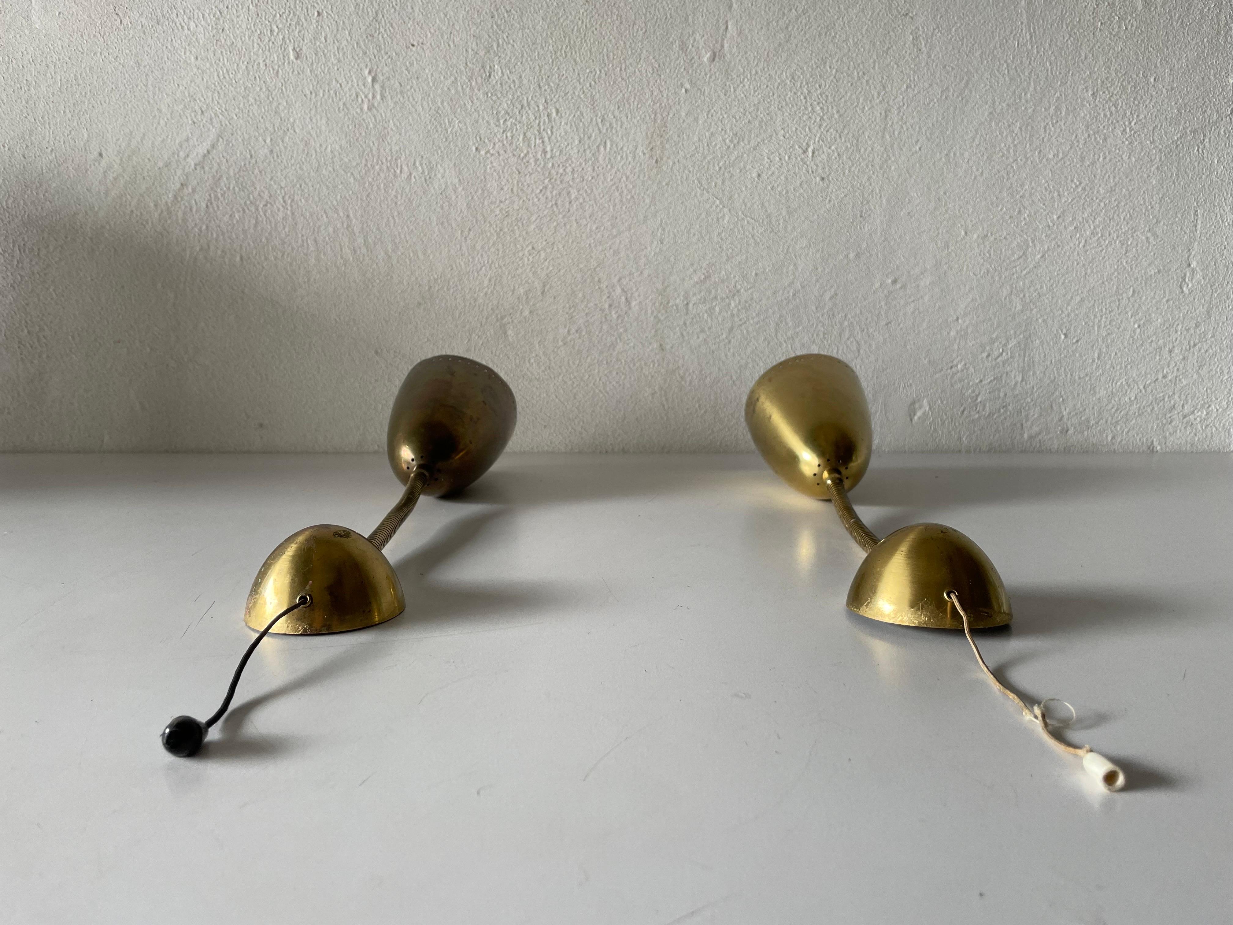 Brass Mid-Century Modern Gold Metal Pair of Sconces, 1950s, Germany