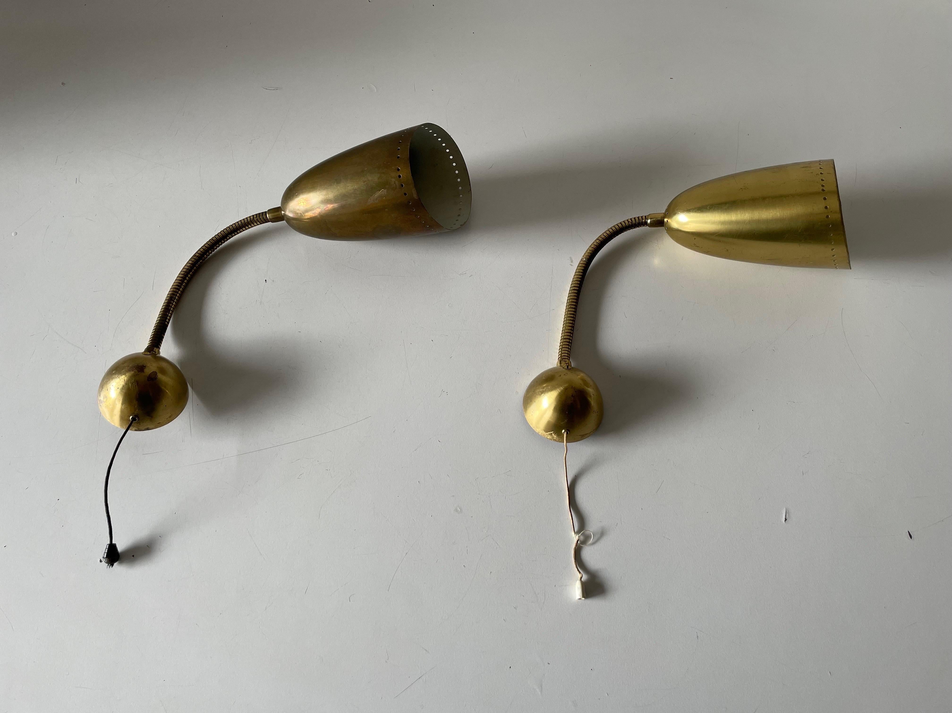 Mid-Century Modern Gold Metal Pair of Sconces, 1950s, Germany 3