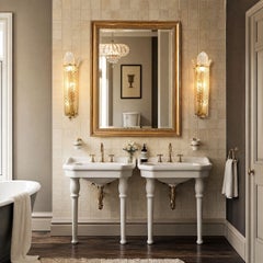 Mid-Century Modern gold Murano glass vanity sconces