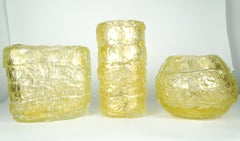Mid-Century Modern Gold Murano Glass Vases Italian Style, 1998s