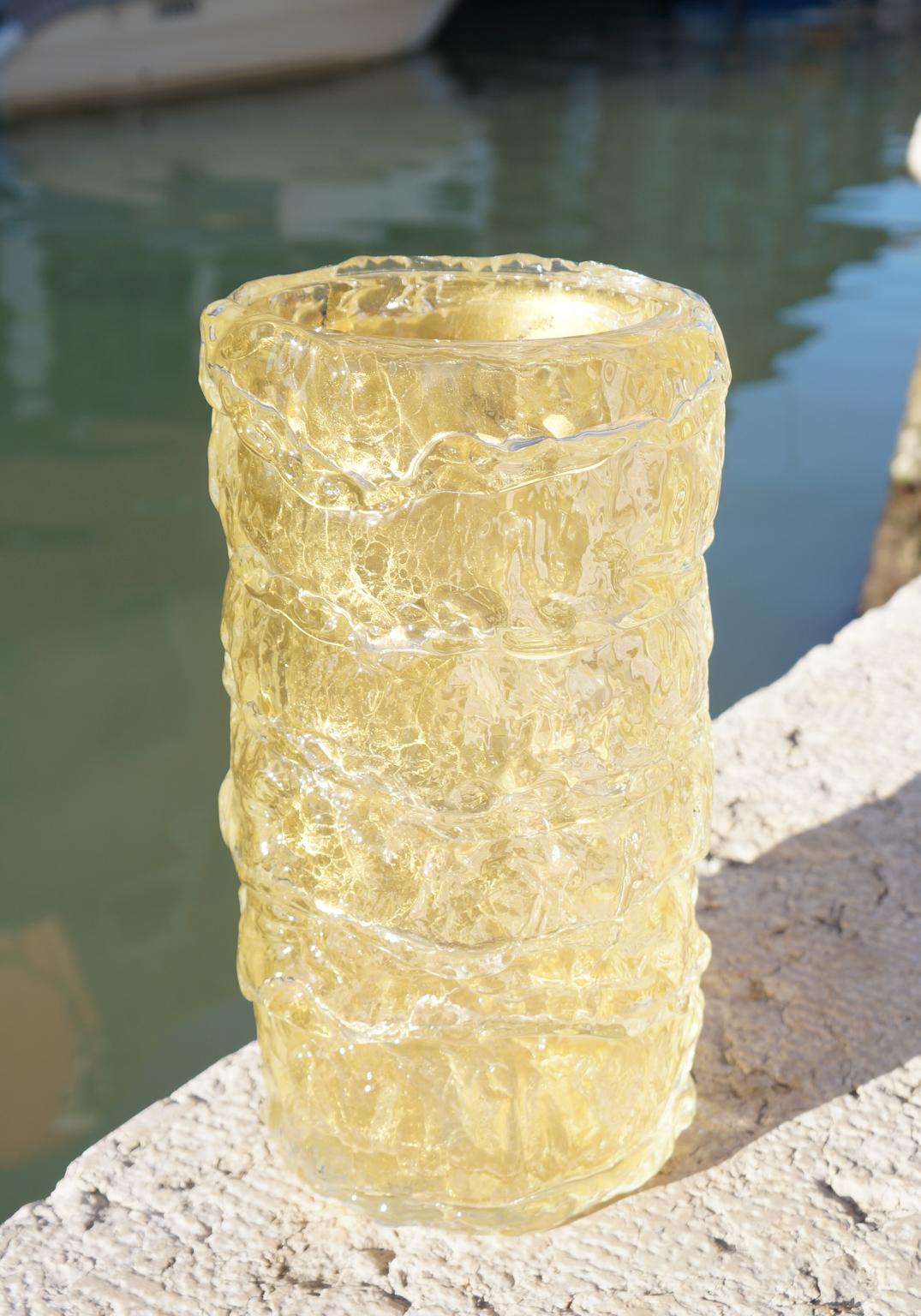 Fait main Vases en verre de Murano doré modernes du milieu du siècle, style italien, années 1998 en vente