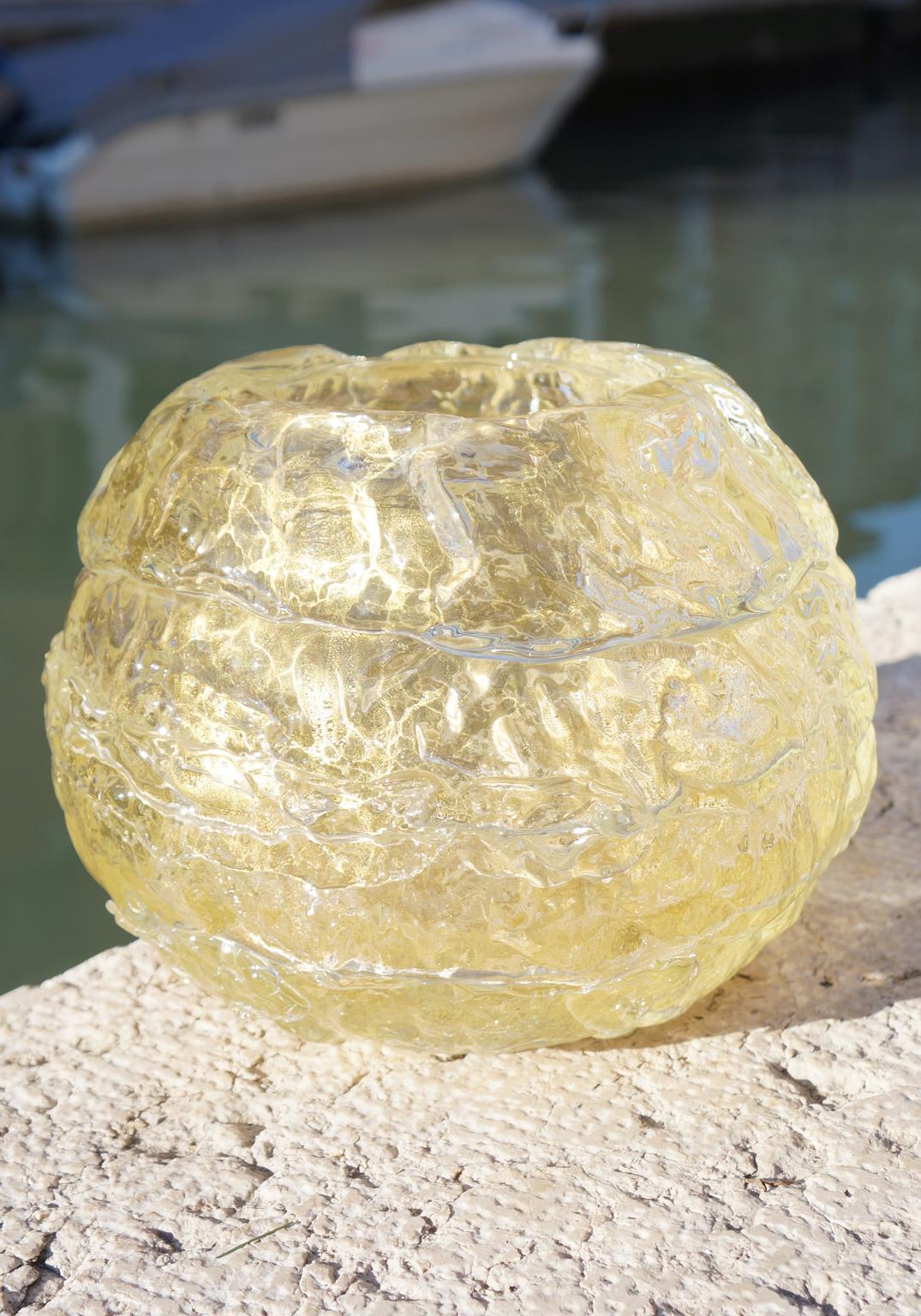 Vases en verre de Murano doré modernes du milieu du siècle, style italien, années 1998 en vente 3