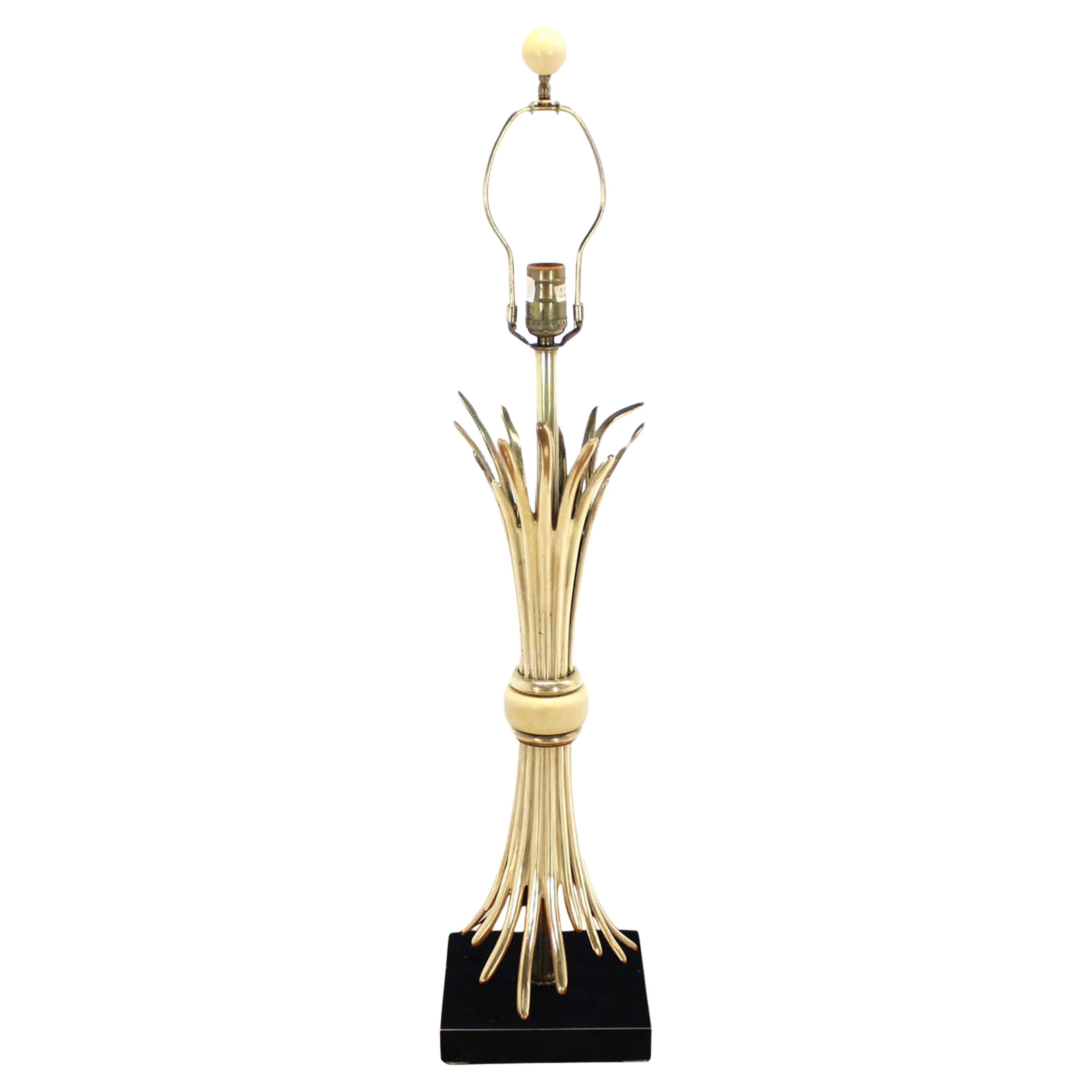 Mid Century Modern Gold or Brass Wheat Sheaf Base Table Lamp by Chapman Mint
